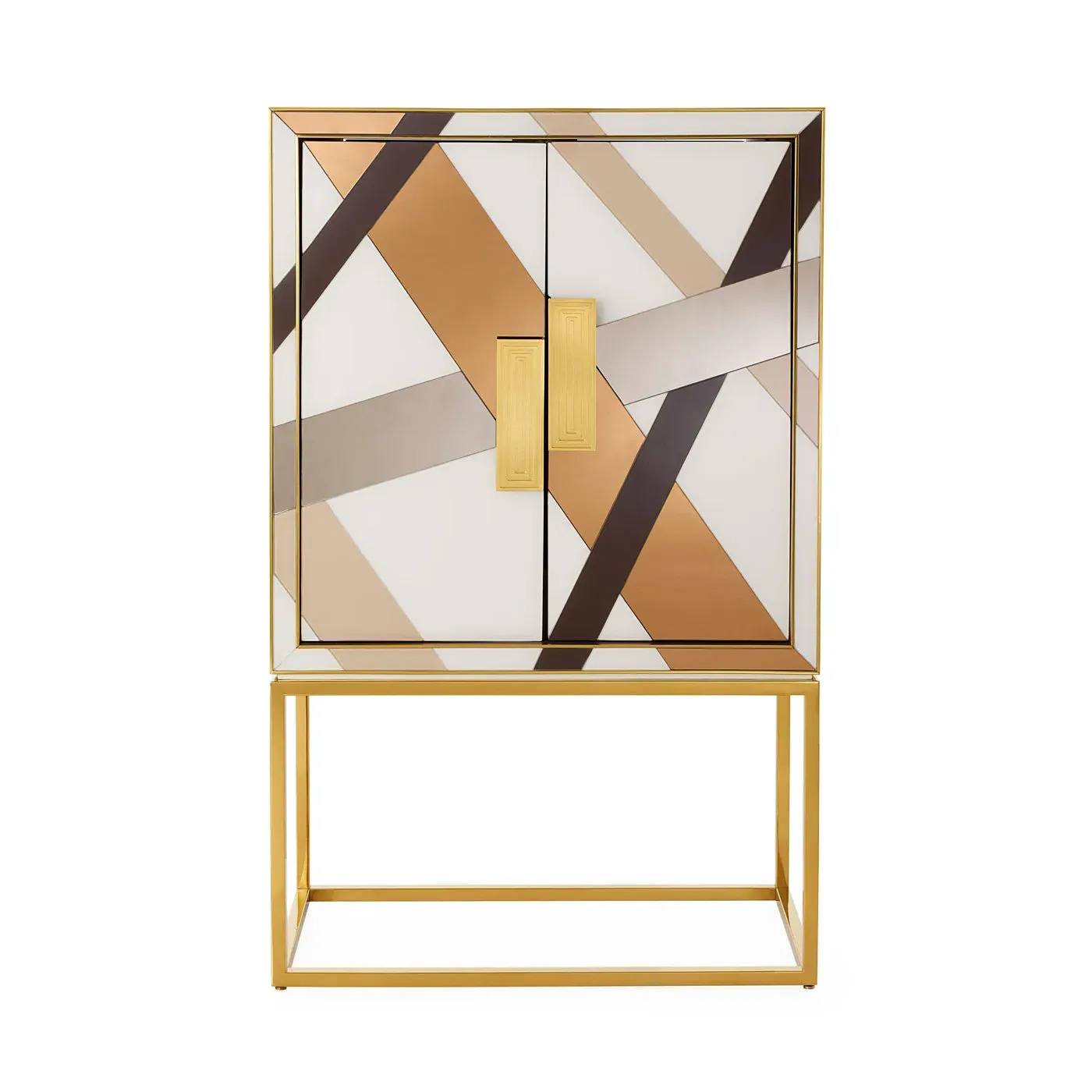 Chambeige Bar Cabinet - Brass, Mirrored Glass product