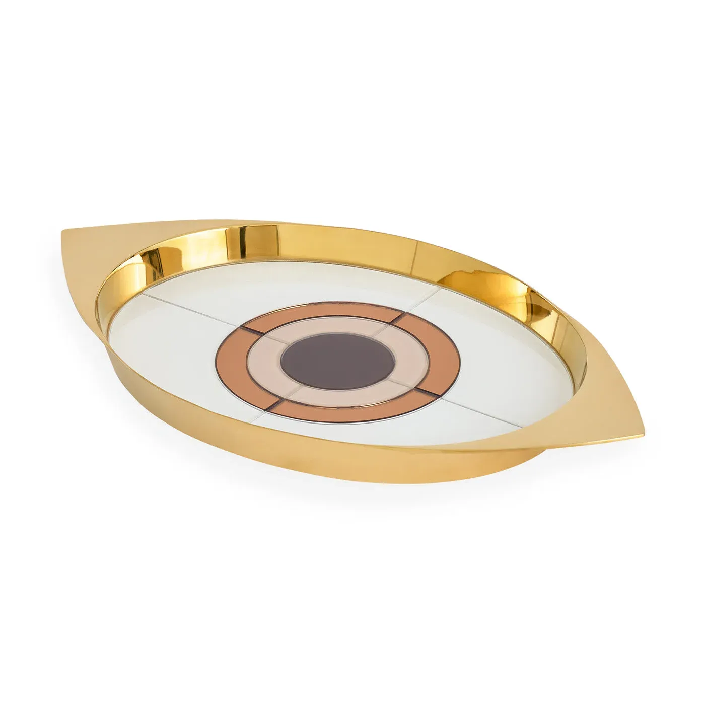 Chambeige Eye-Shaped Decorative Tray - Brass, Glass product