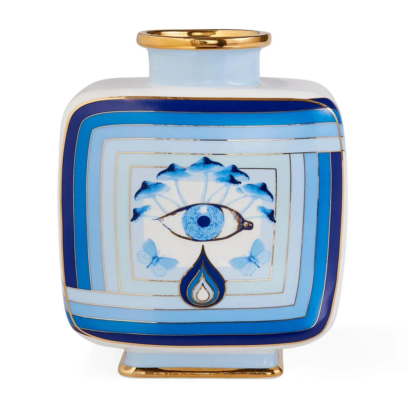 Druggist Square Vase - Blue, Gold, Porcelain product