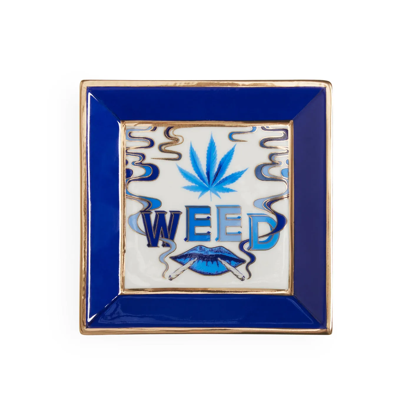 Druggist Weed Square Tray - Blue, Porcelain product