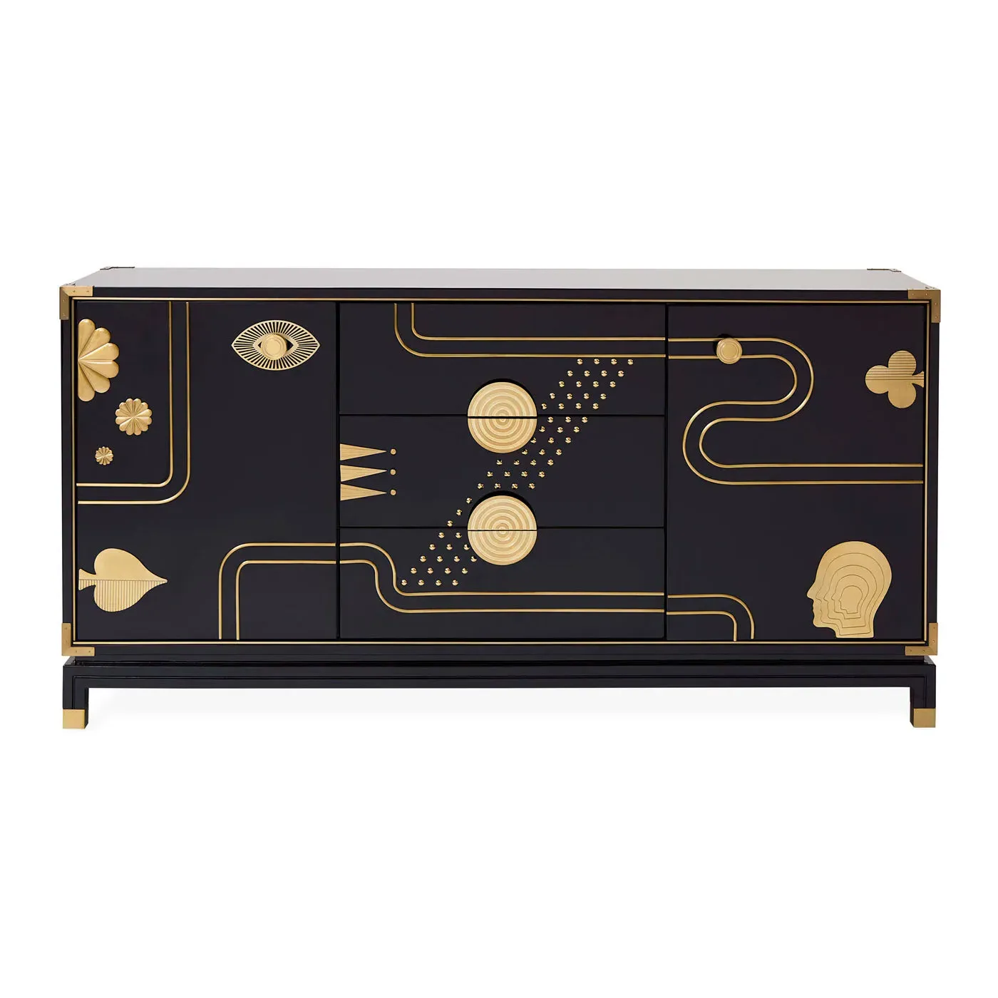 Gala Credenza with Storage - Black, Brass product