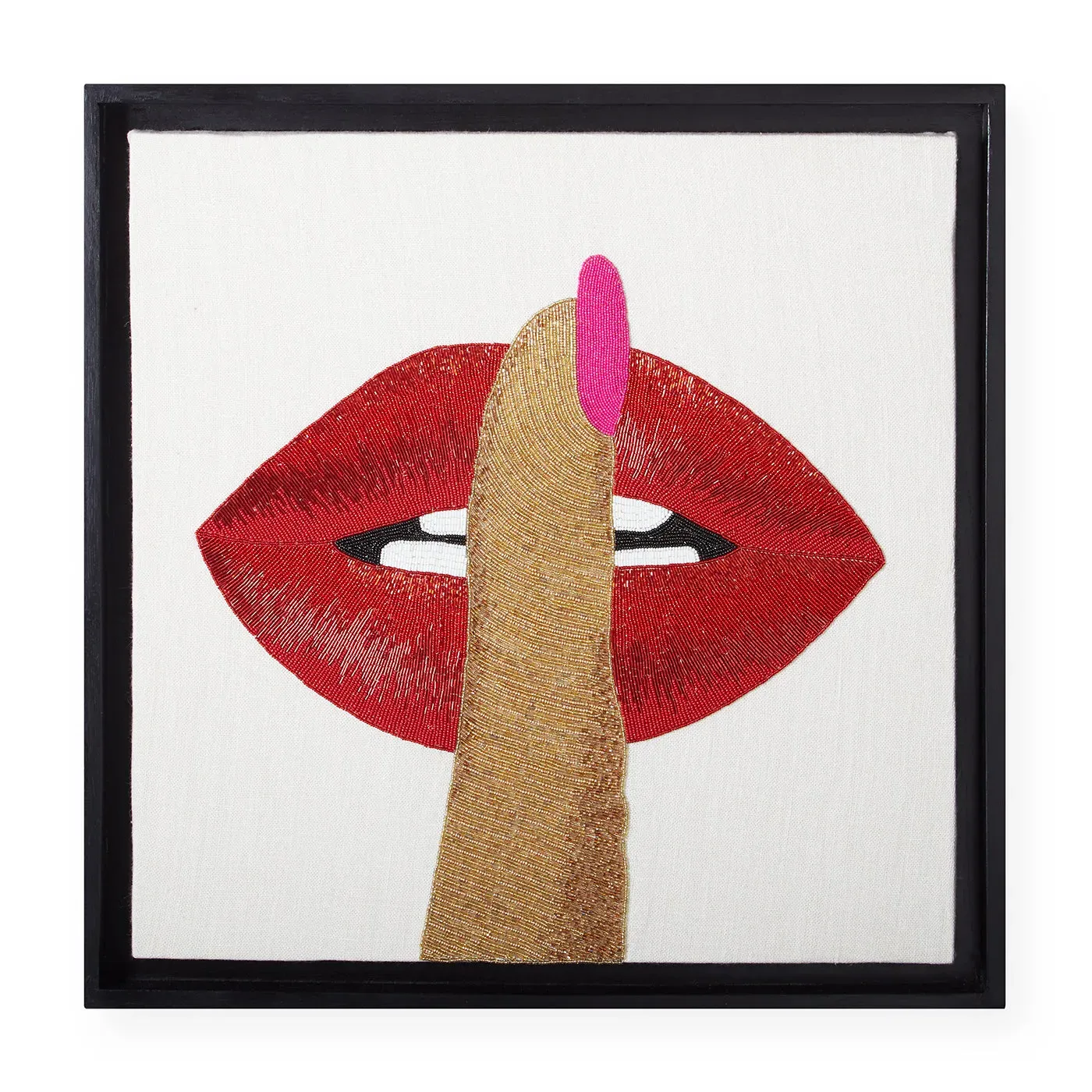 Hush Hand-Beaded Wall Art - Linen product