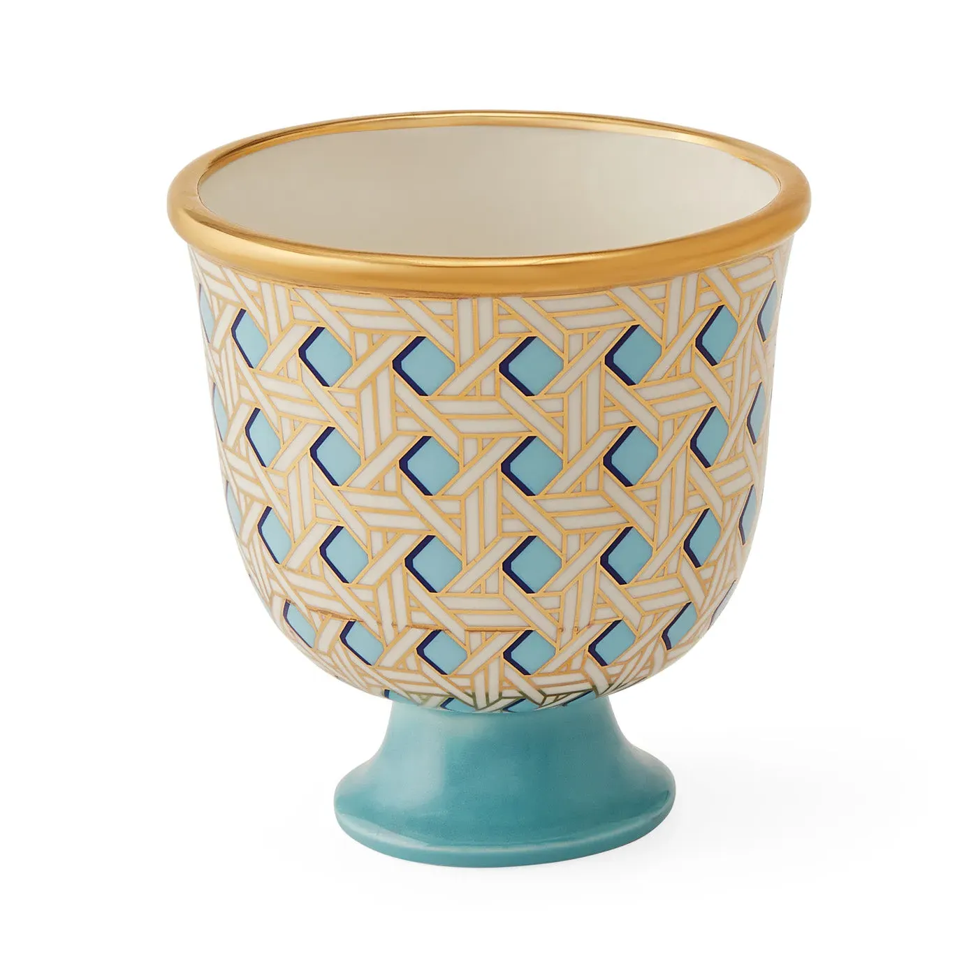 Jonathan Adler Basketweave Pedestal Bowl - Blue, Porcelain product