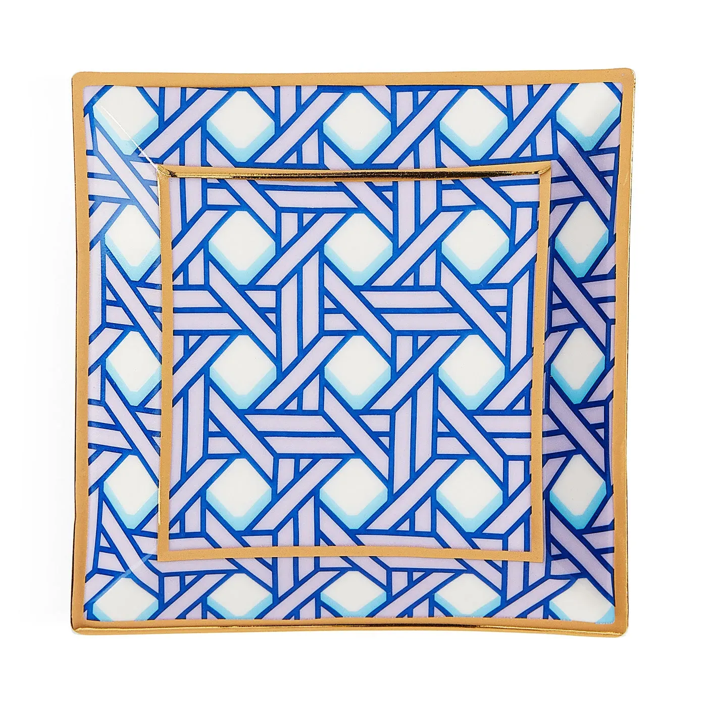 Jonathan Adler Basketweave Square Tray - Blue, Porcelain product