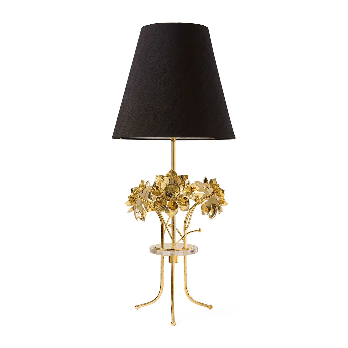 Jonathan Adler Brass Flower Table Lamp - Black, Brass product