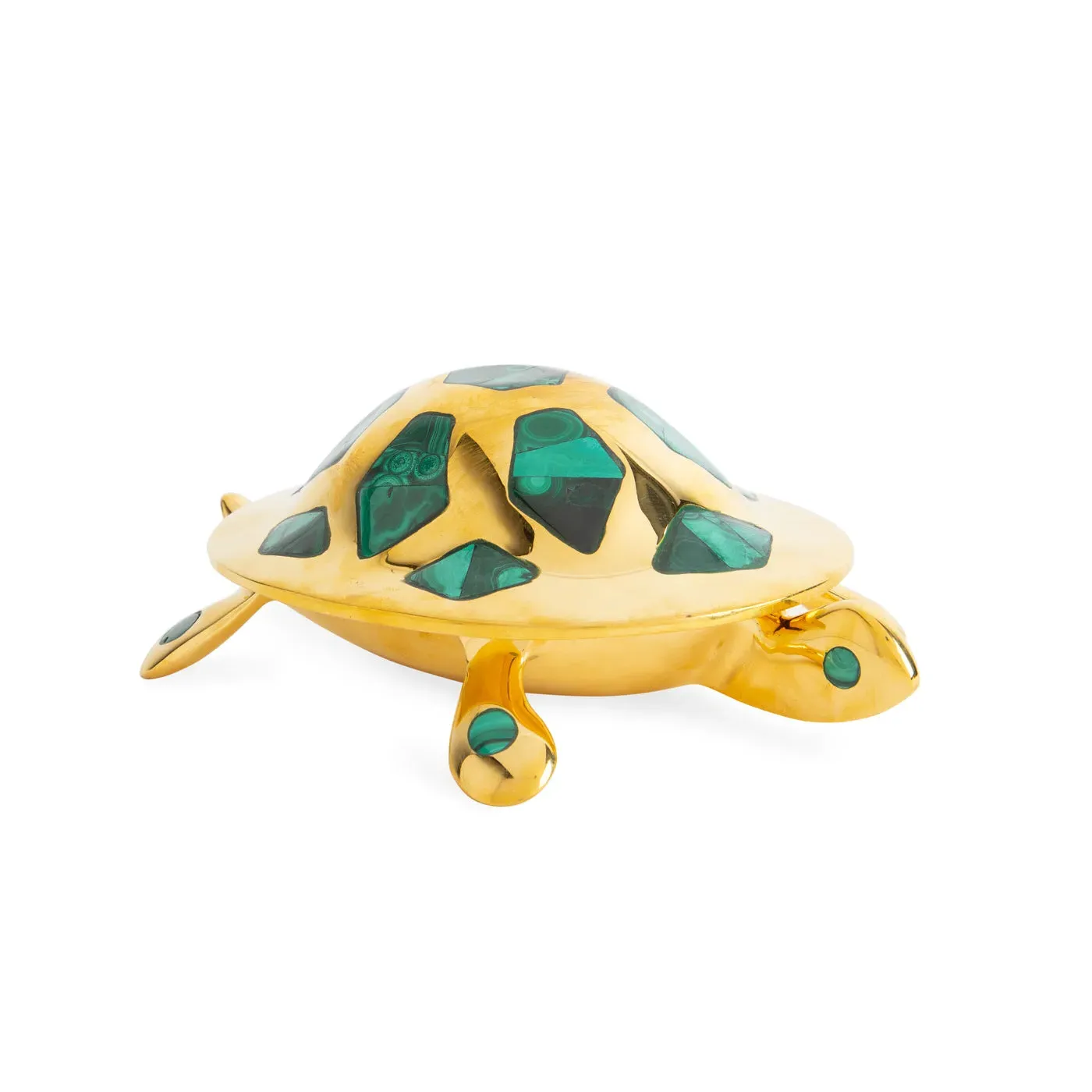 Jonathan Adler Brass Turtle Box - Brass, Malachite product