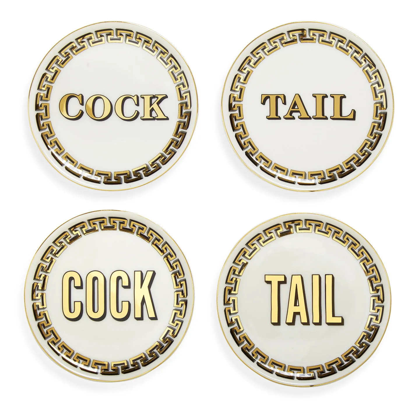 Jonathan Adler Cock/Tail Coasters - Gold, Porcelain product