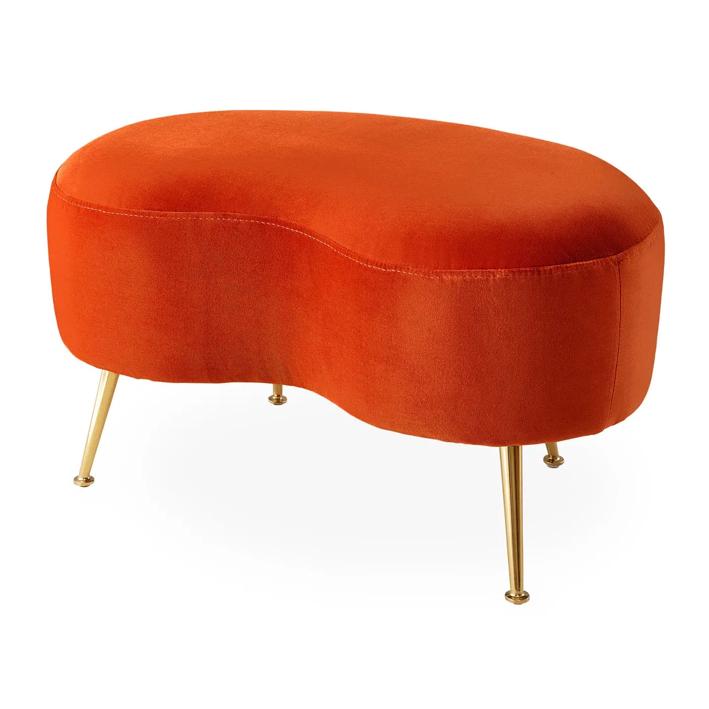 Kidney-Shaped Ottoman - Shearling, Brass product