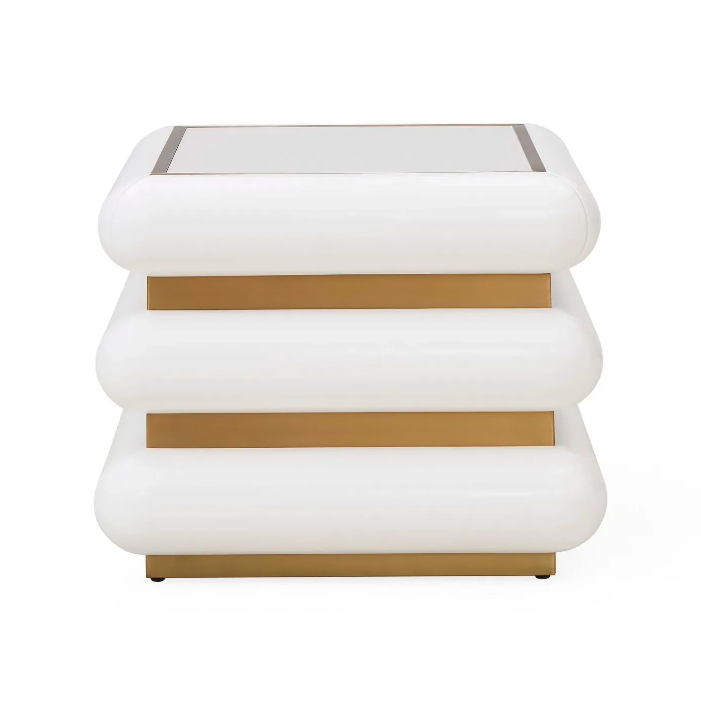 Kiki End Table with Drawer - Ivory, Brass product