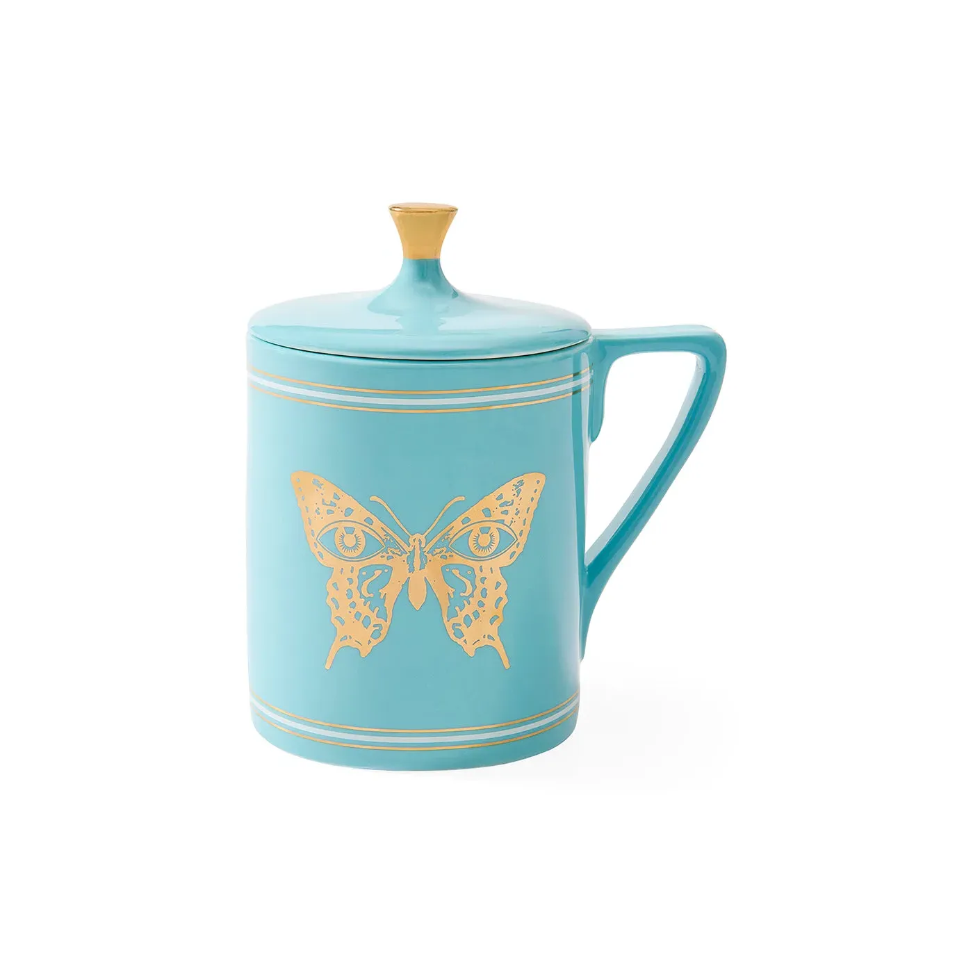 Mariposa Lidded Mug - Blue, Porcelain by Jonathan Adler