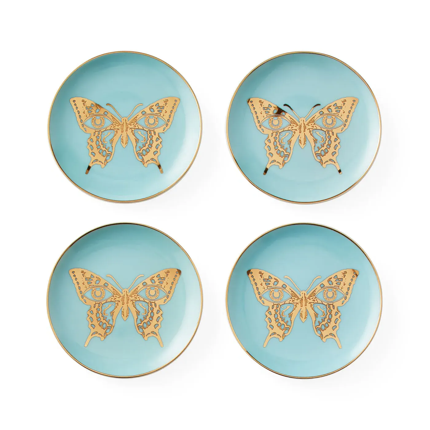 Mariposa Porcelain Coasters - Blue, Gold product