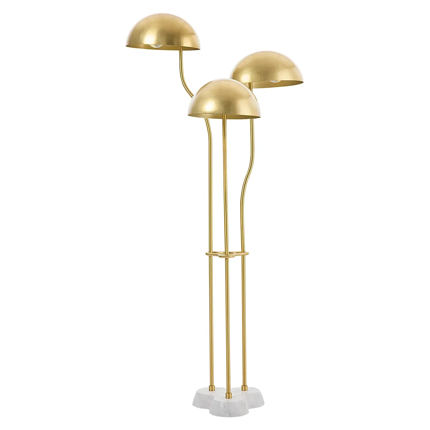 Mushroom 3-Shade Floor Lamp - Brass, Marble product