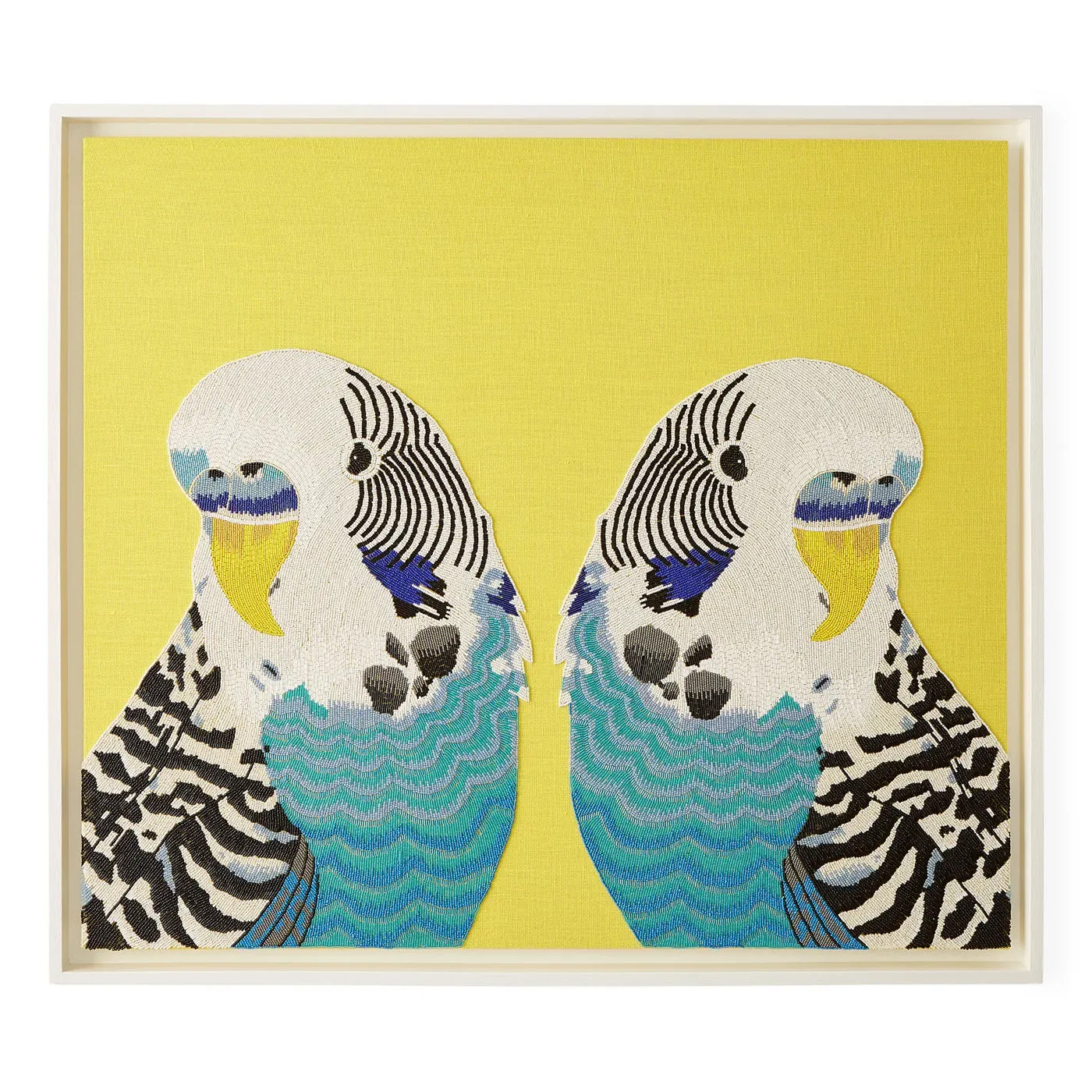 Parakeet Beaded Art - Blue, Yellow Linen product
