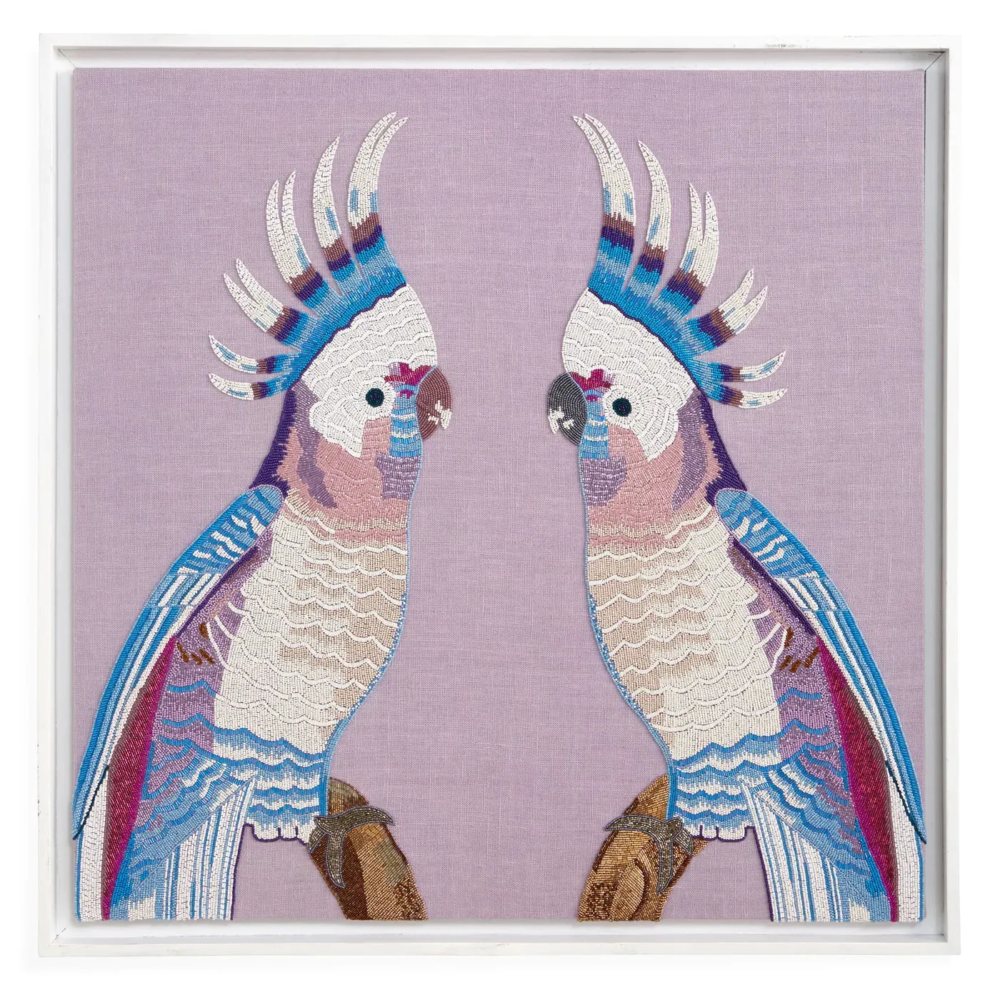 Parrots Hand-Beaded Wall Art - Linen product