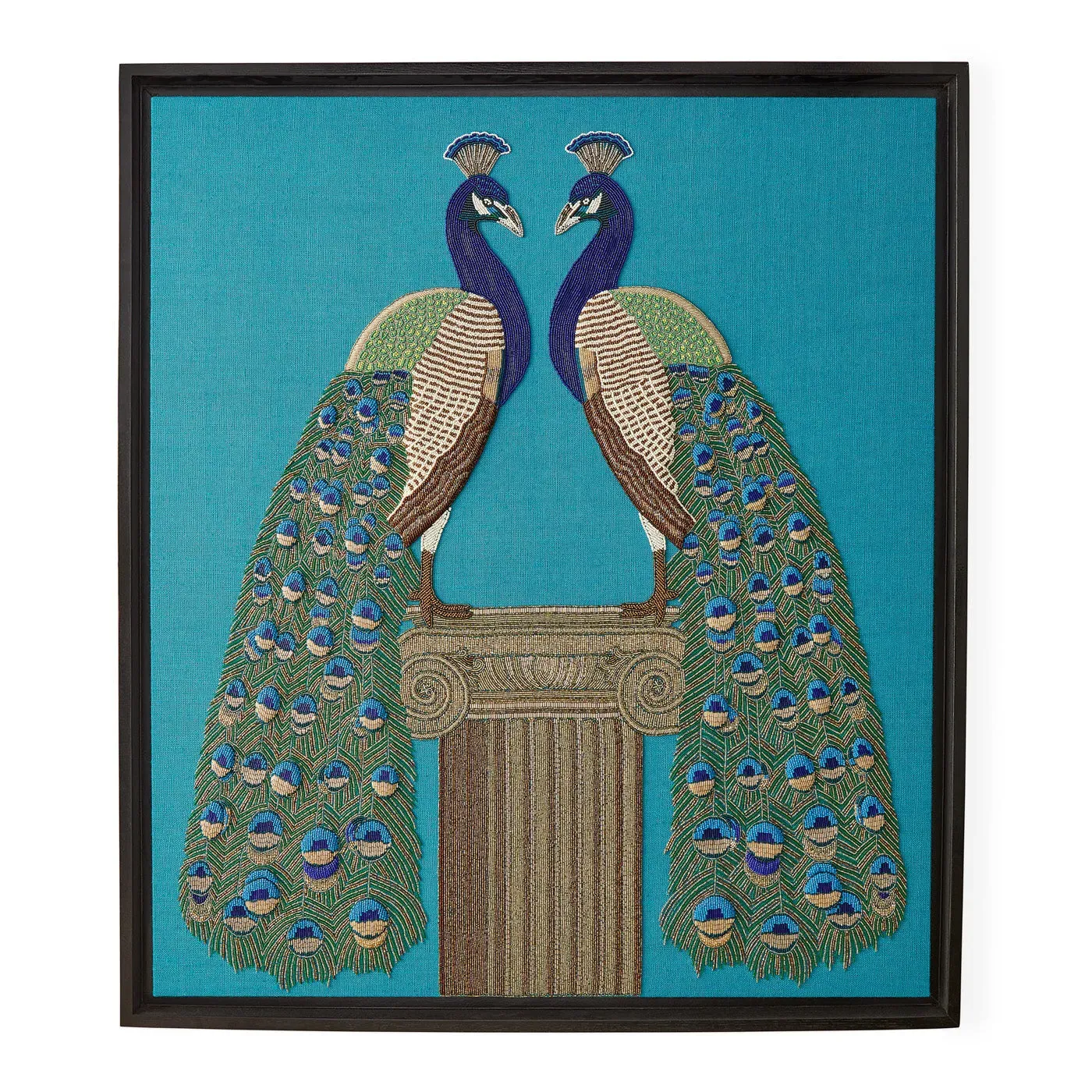 Peacock Beaded Art - Turquoise, Linen product