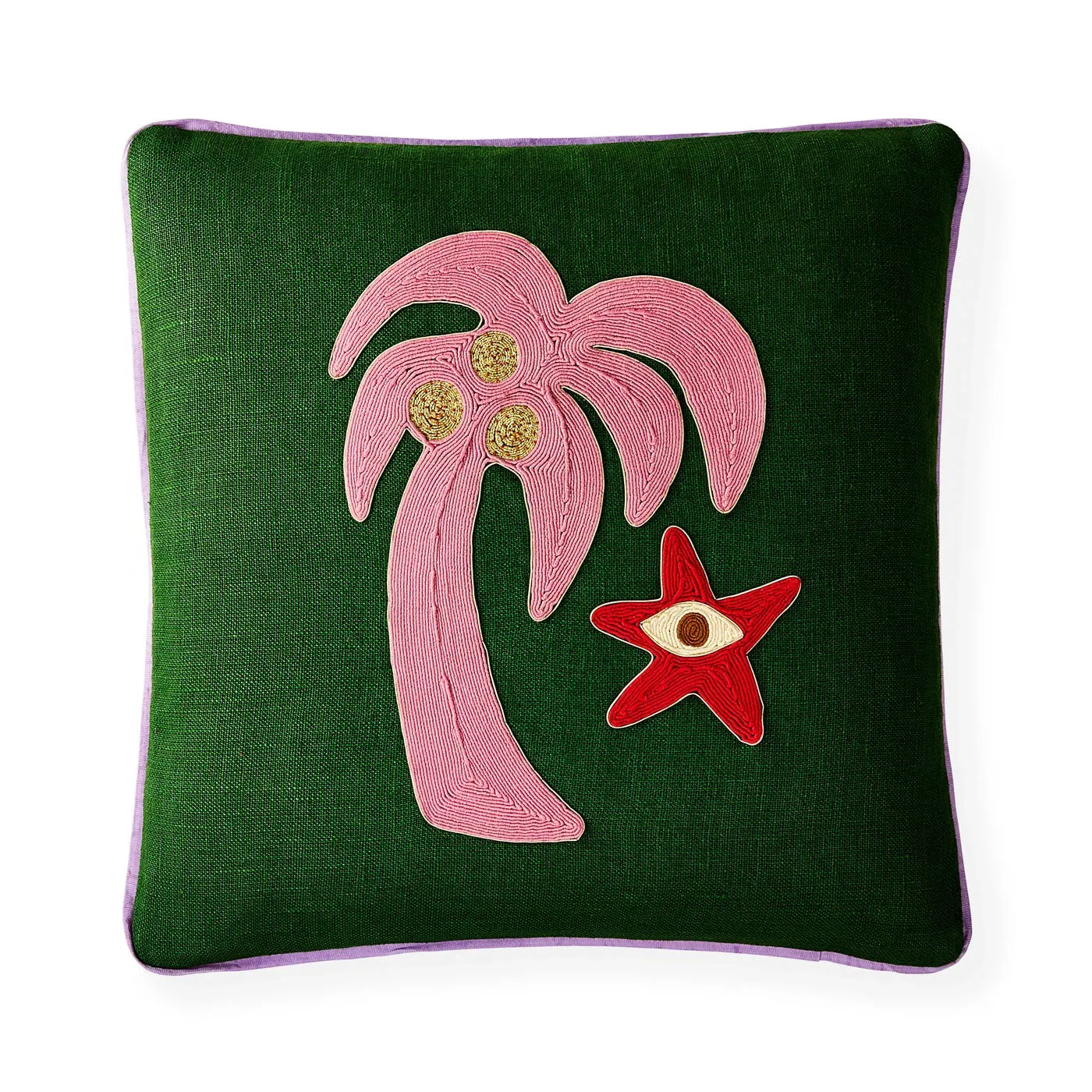 Playa Palm Tree Cushion - Linen product