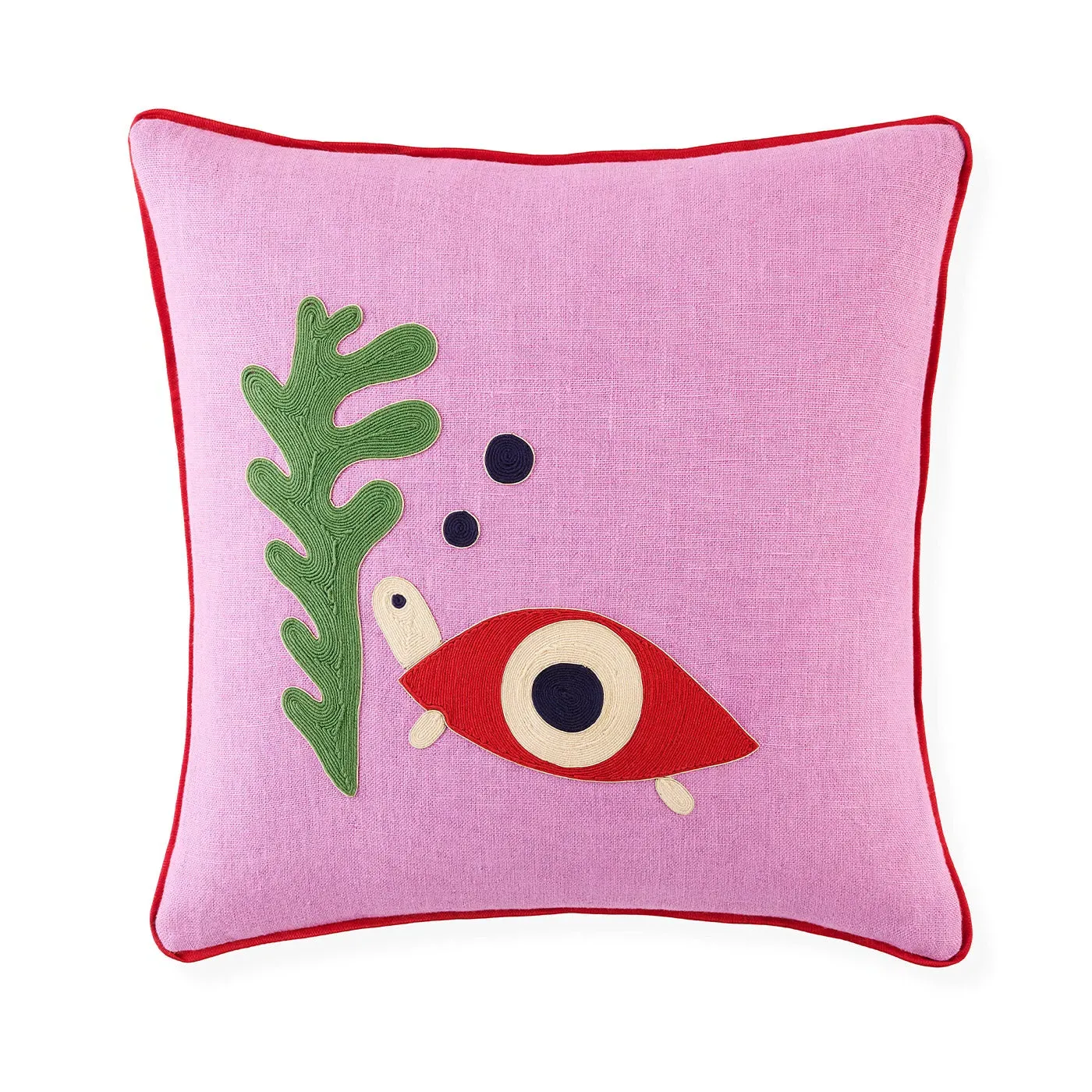 Playa Turtle Embroidered Cushion - Linen product