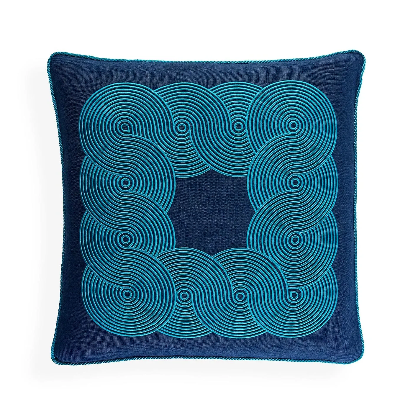 Pompidou Border Cushion - Blue, Linen product