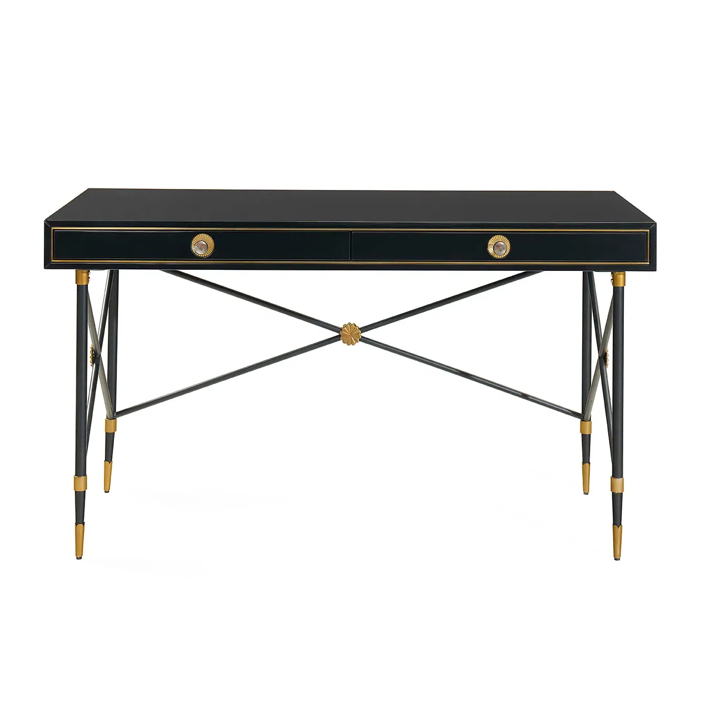 Rider Large Desk with Drawers - Black, Lacquer by Jonathan Adler