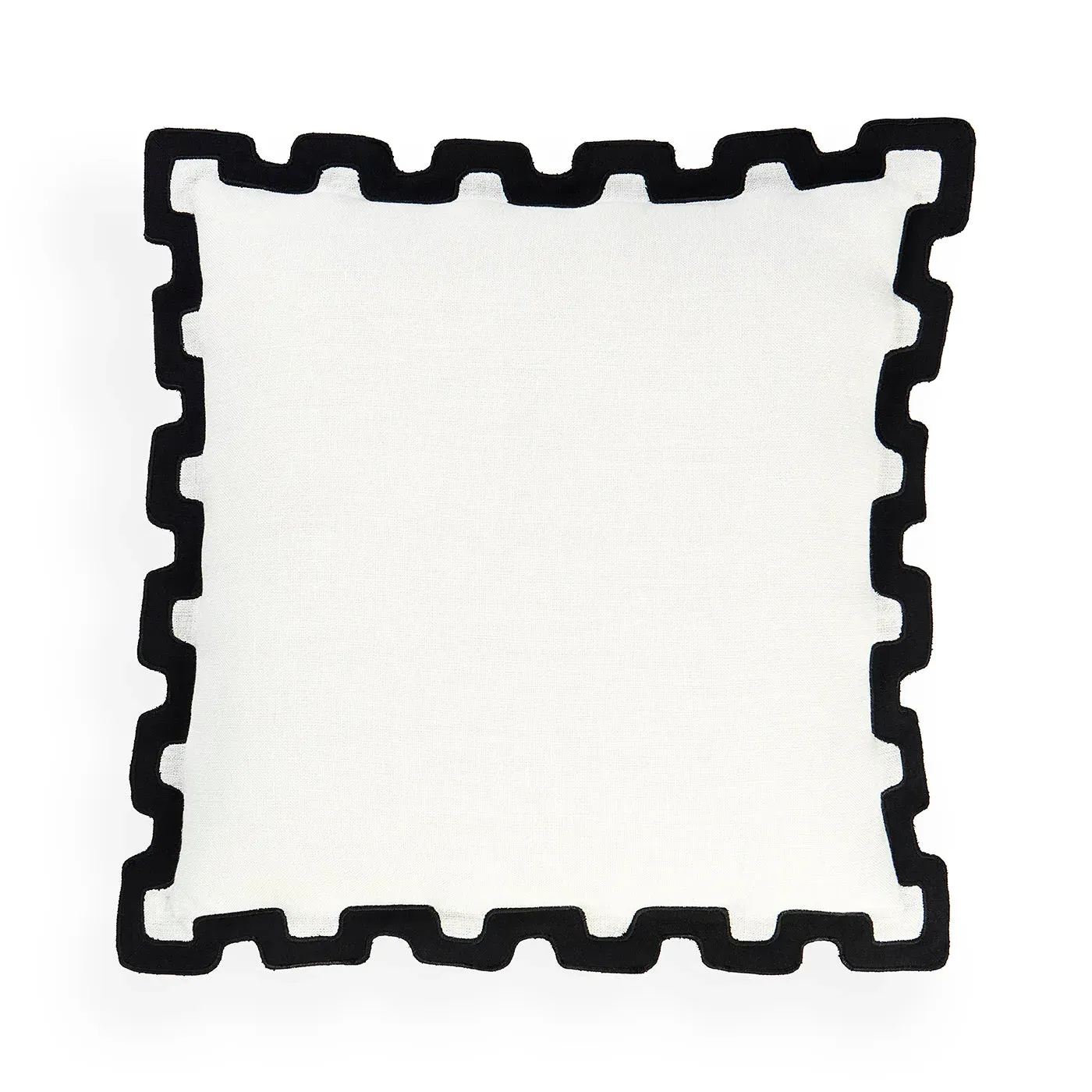 Santorini Border Cushion - Black, Linen product