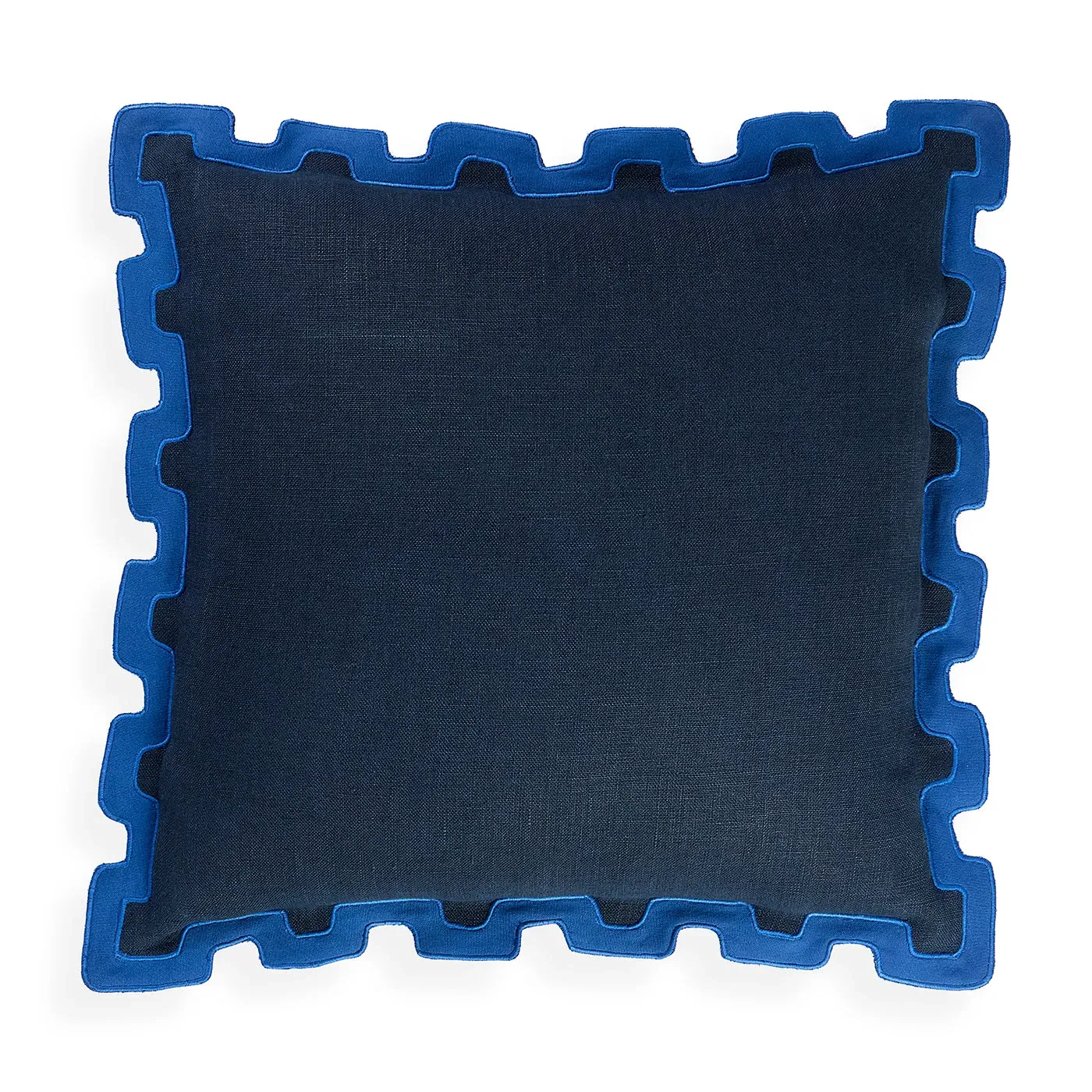 Santorini Border Cushion - Blue, Linen product