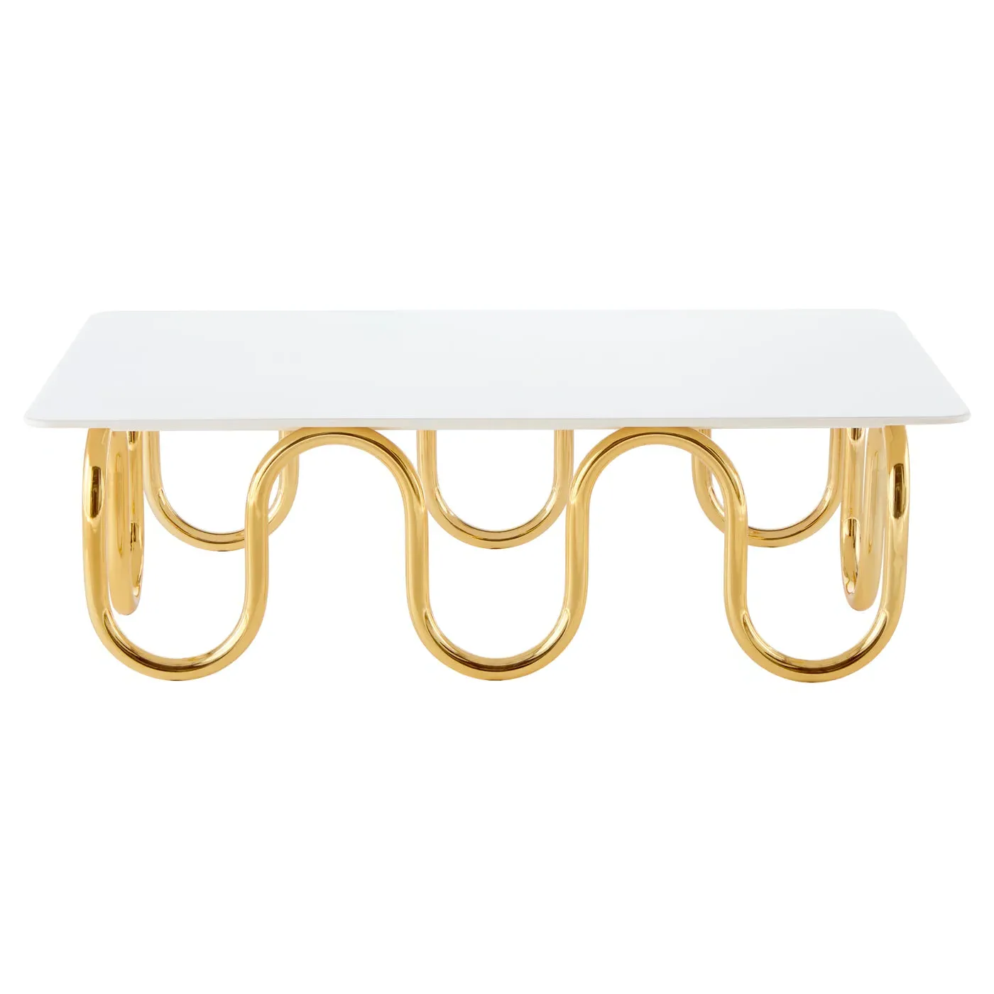 Scalinatella Rectangular Cocktail Table - White, Brass product