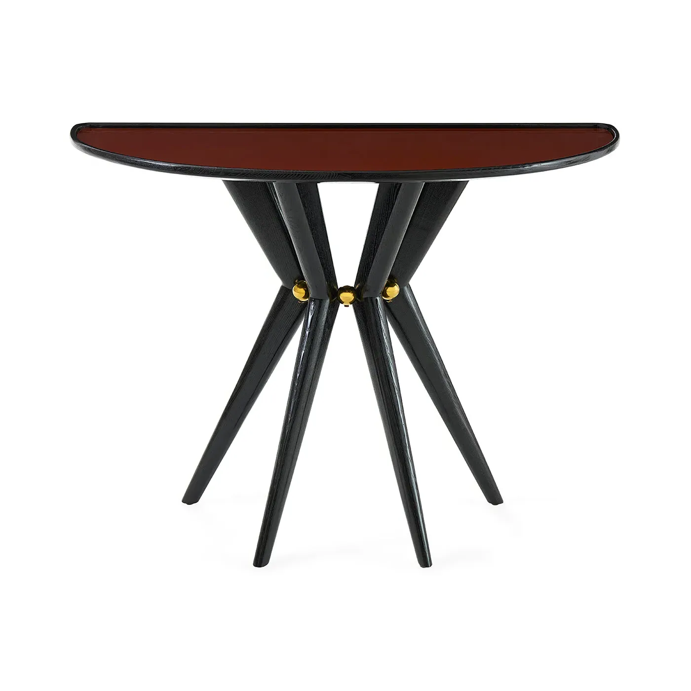 Trocadero Demilune Half-Moon End Table - Ebonized Ash, Glass product