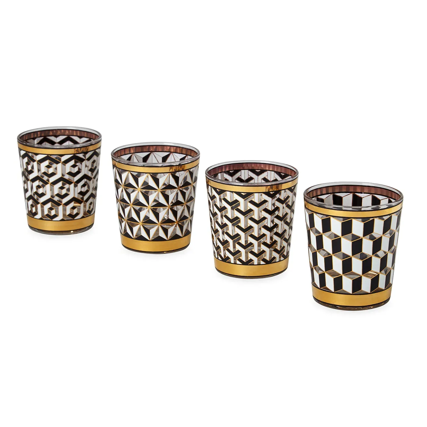 Versailles 4-Piece Glassware Set - Black, White, Gold product