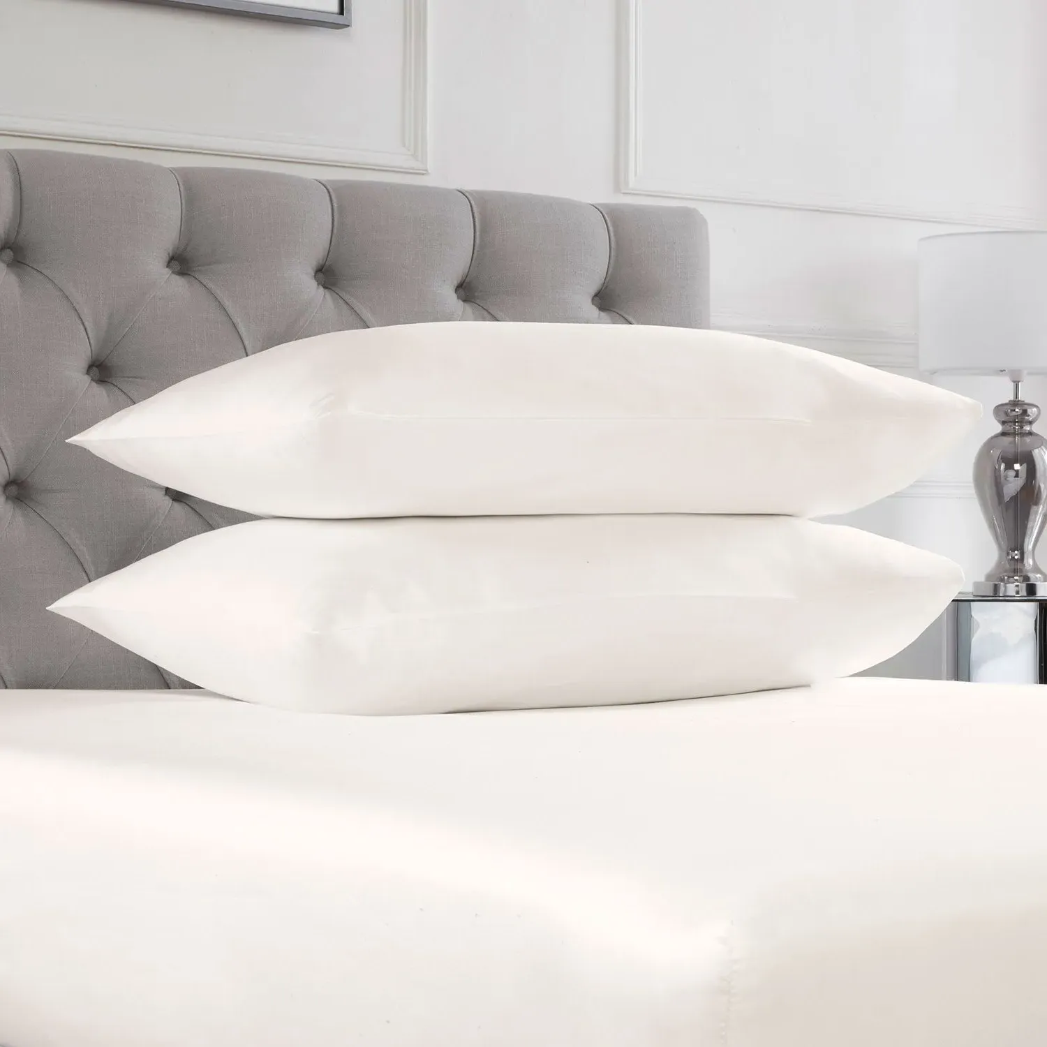 Housewife Pillowcase Pair 400TC - Cream, Cotton by Julian Charles