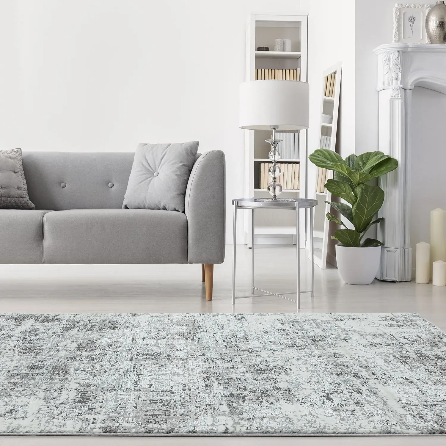120x170 Abstract Rug - Grey, High-Shine Yarn image