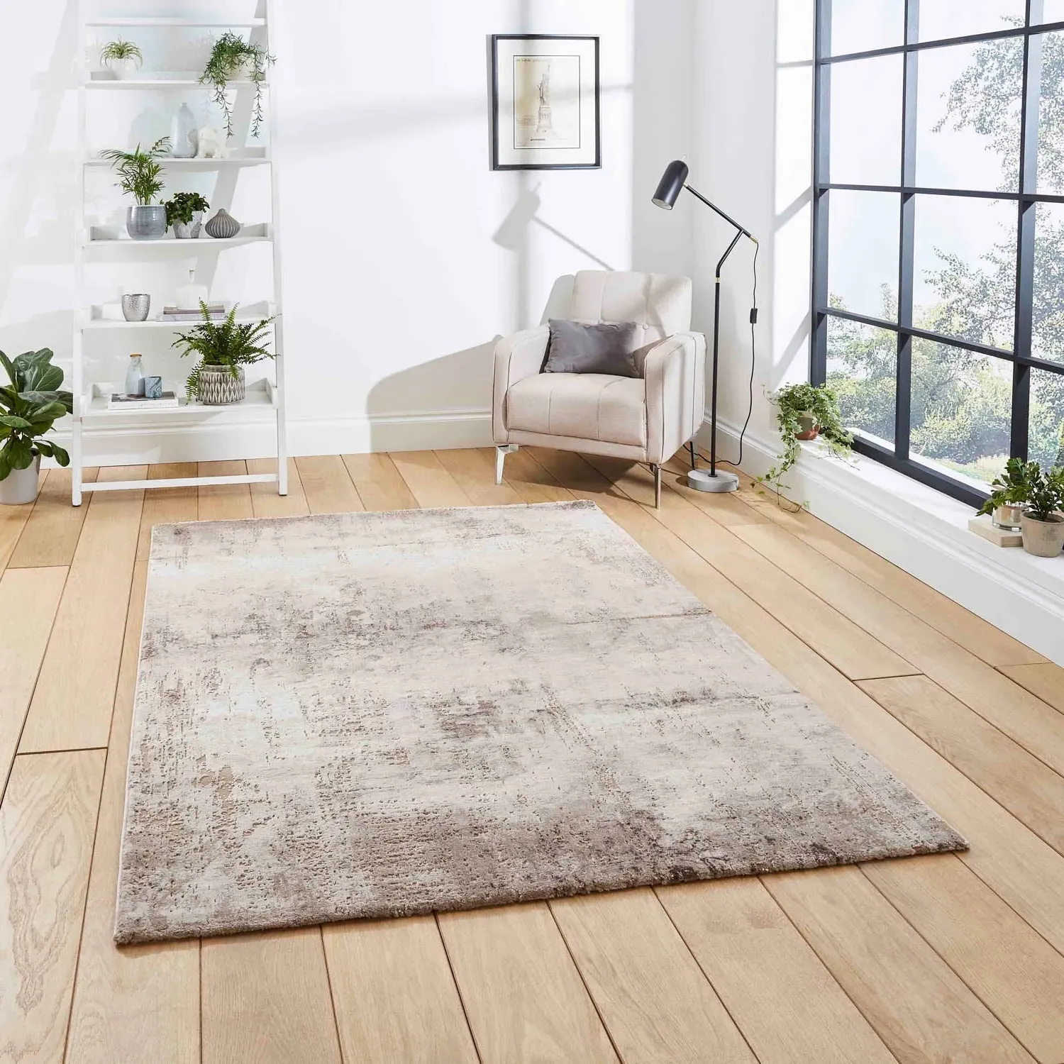 120x170 Area Rug Abstract Design - Beige, Silver