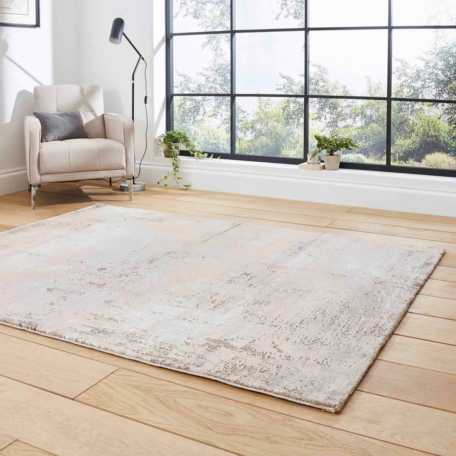 120x170 Area Rug Abstract Design - Beige, Silver