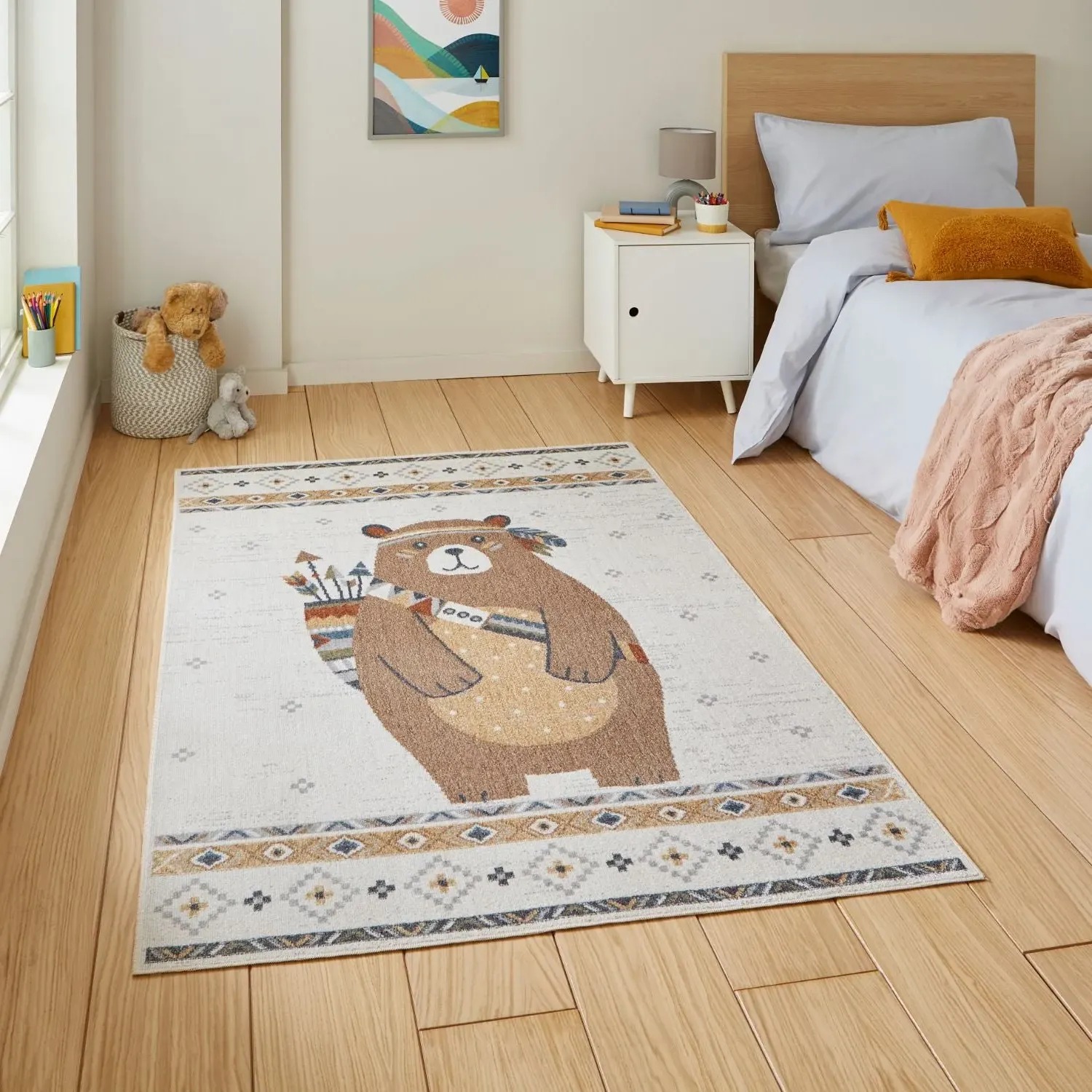 120x170 Bear Recycled Rug - Brown, Polypropylene