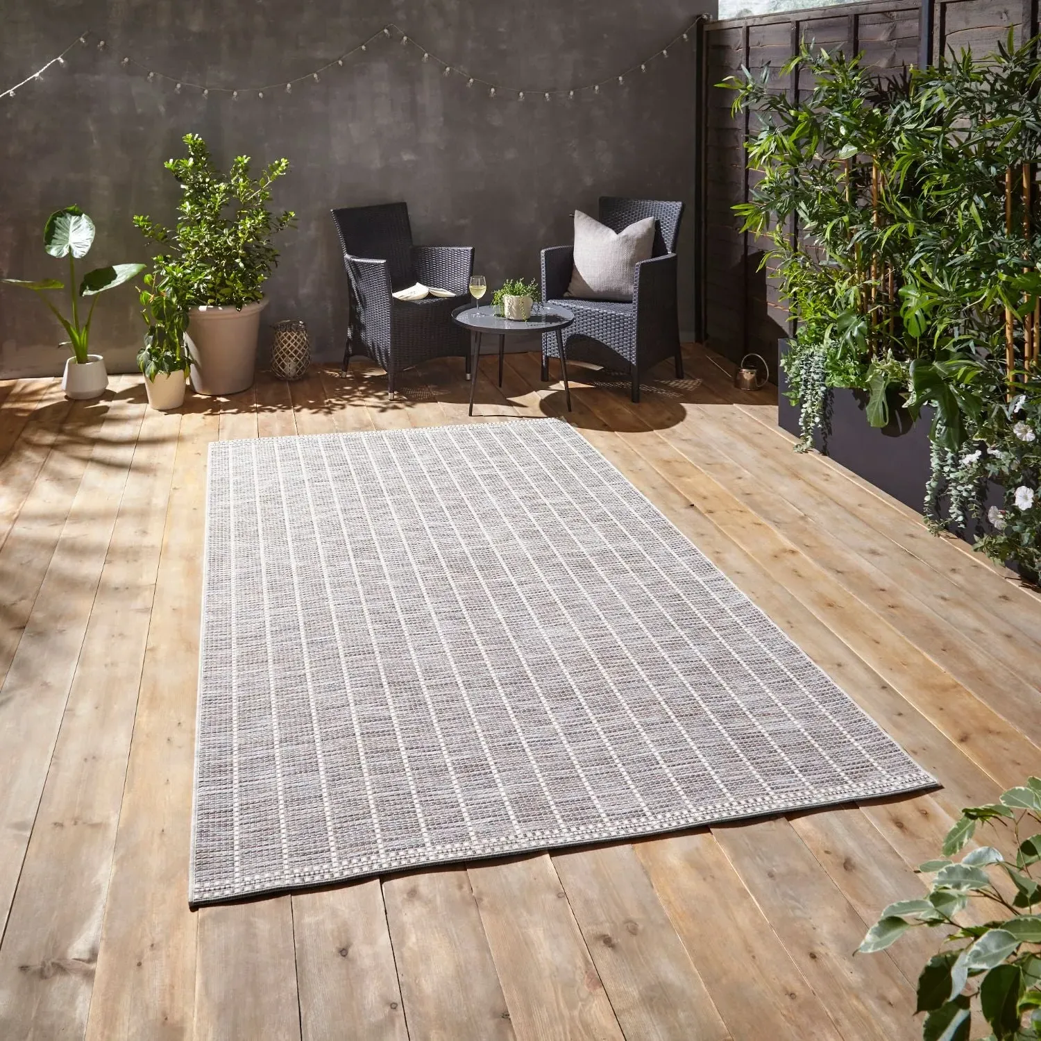 120x170 Outdoor Rug Stripe Pattern - Beige