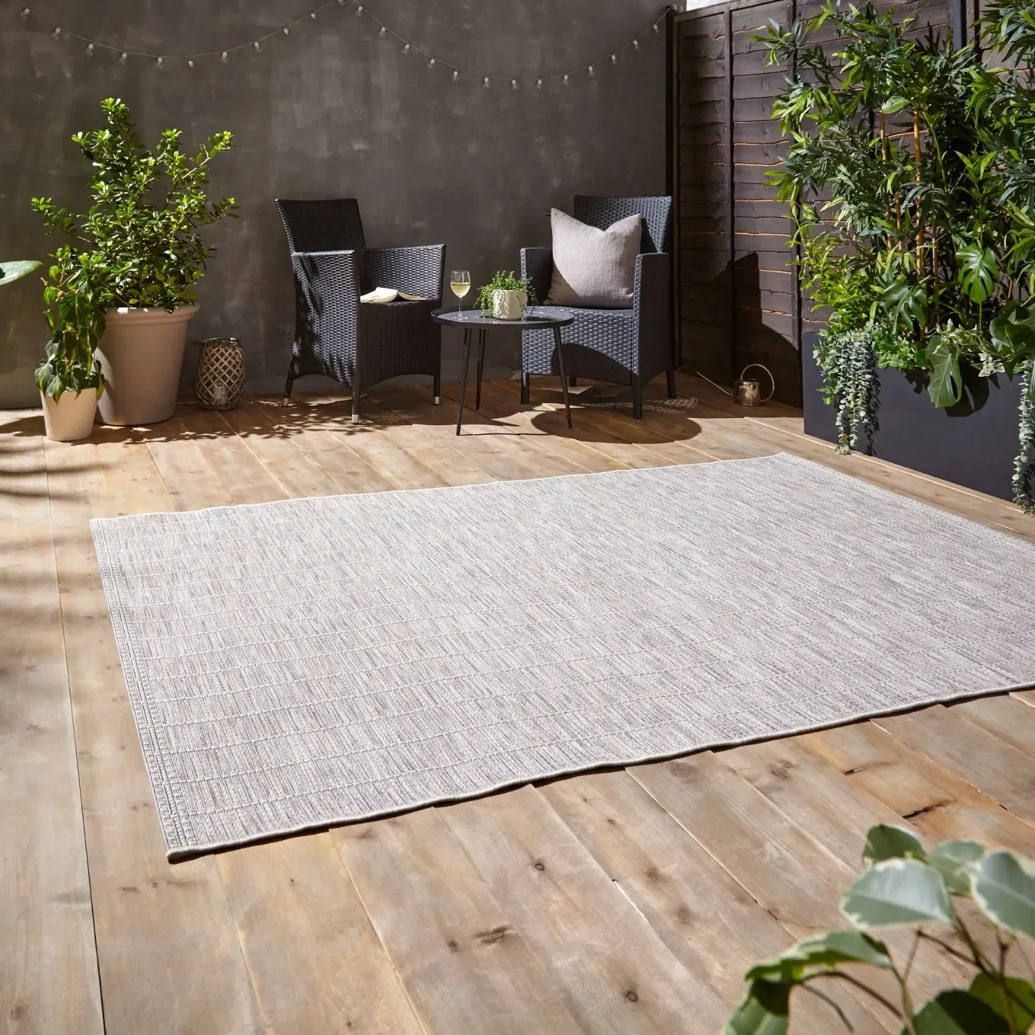 120x170 Outdoor Rug Stripe Pattern - Beige image