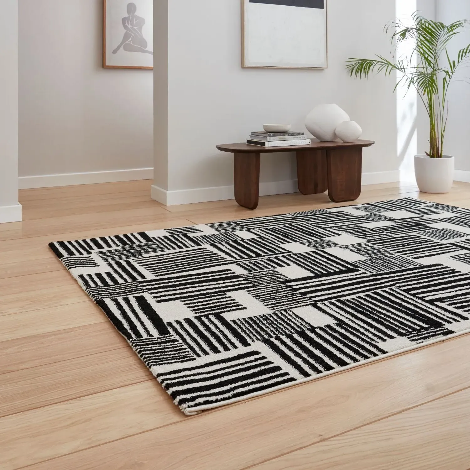 120x170cm Abstract Rug - White, Polypropylene