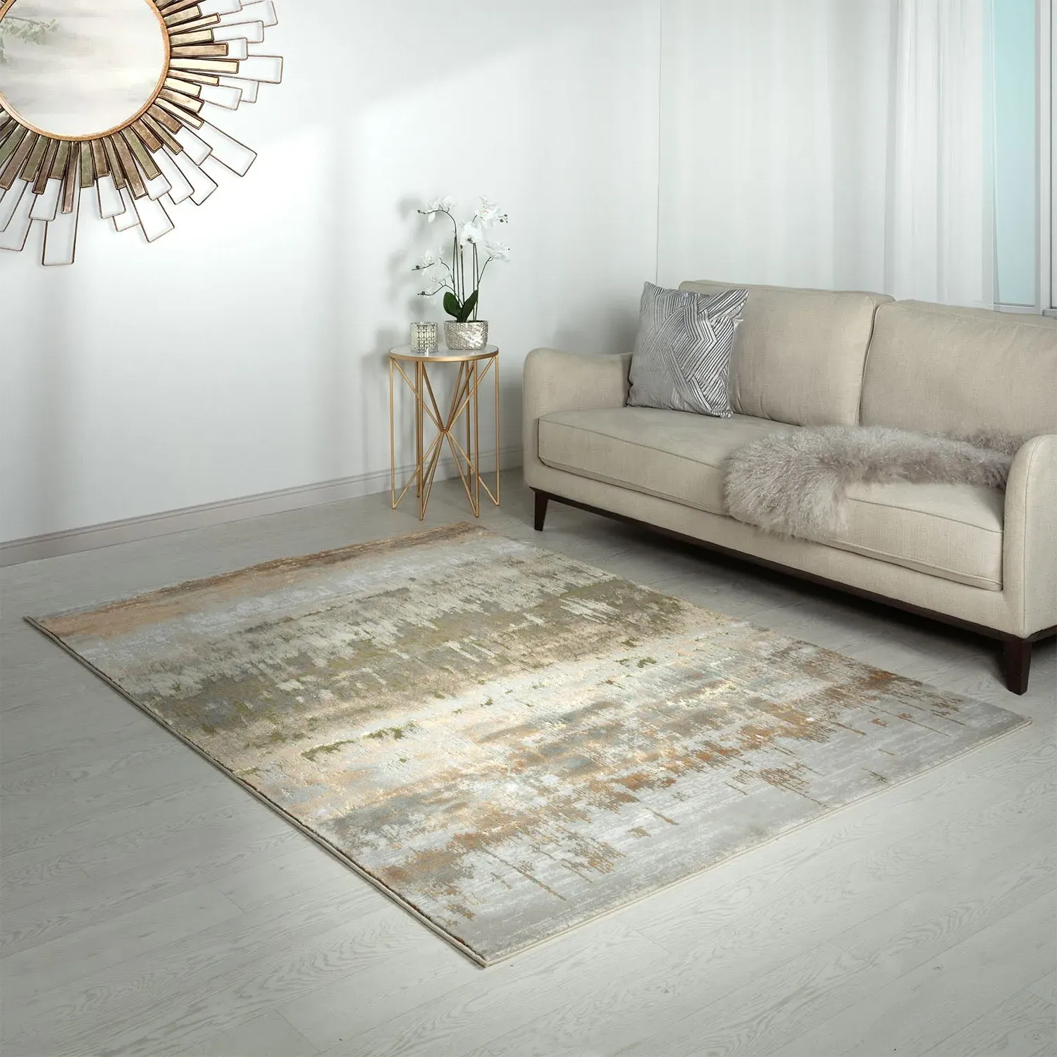 120x170cm Area Rug with Metallic Accents - Gold