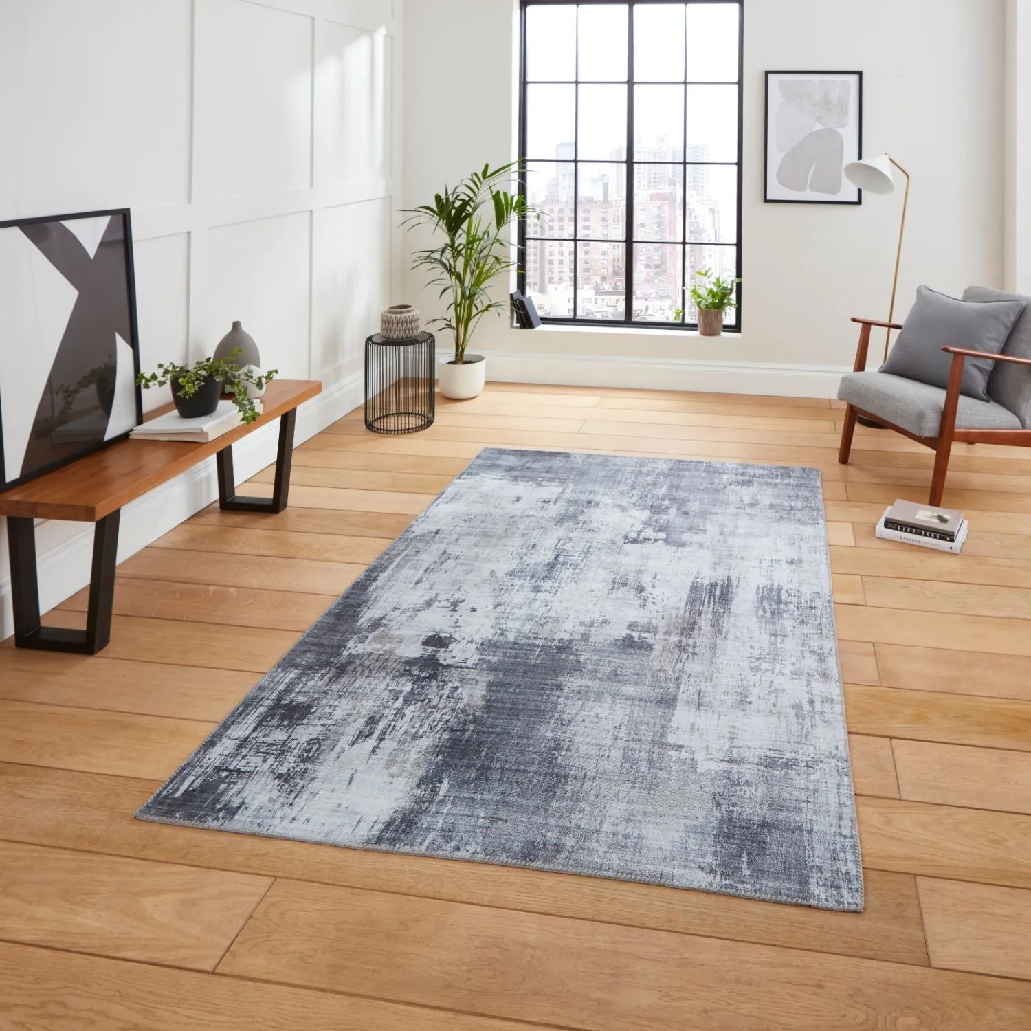 150x230cm Abstract Rug - Grey, Polyester