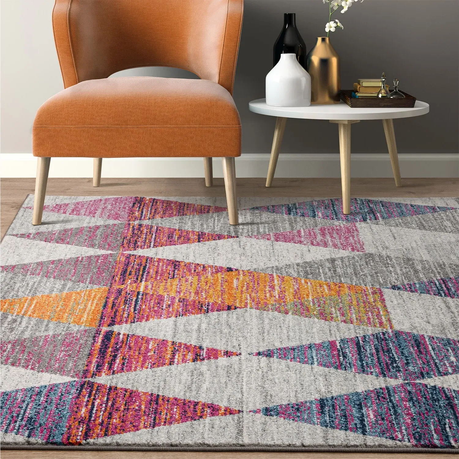 160x230cm Harlequin Rug - Pink, Multi