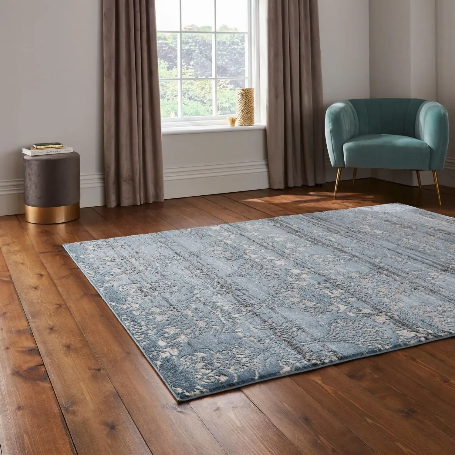 160x230cm Imperial Midnight Rug - Blue, Polyester