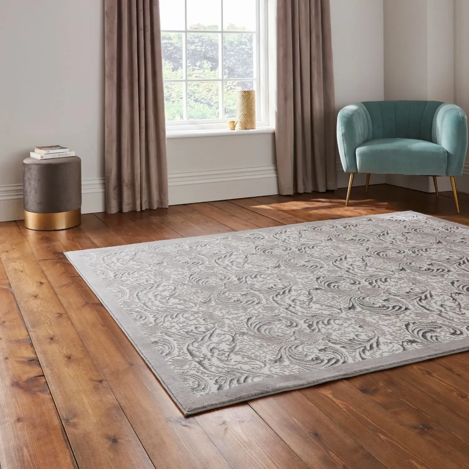160x230cm Imperial Rug - Silver, Polyester