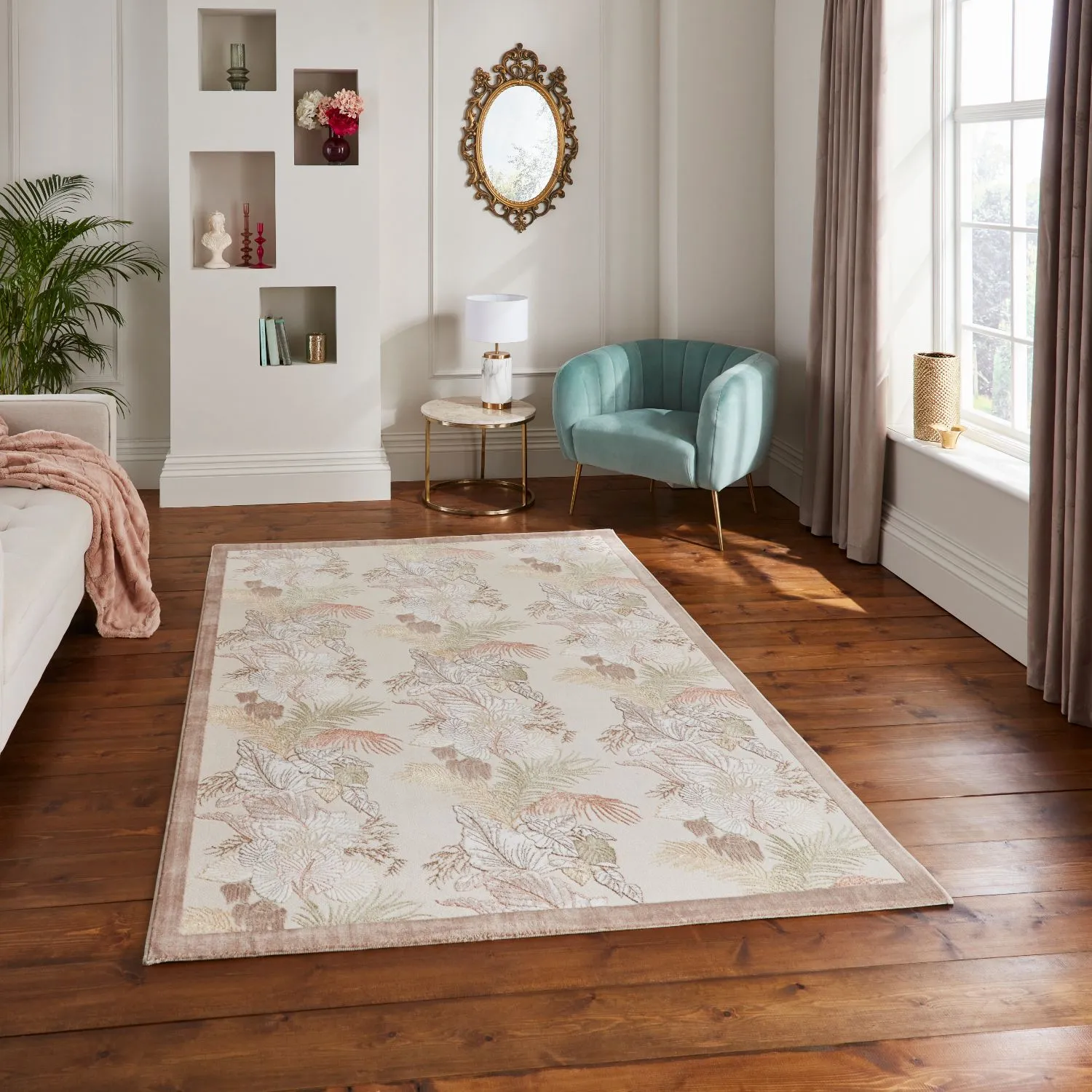 160x230cm Tropicana Rug - Cream, Polyester