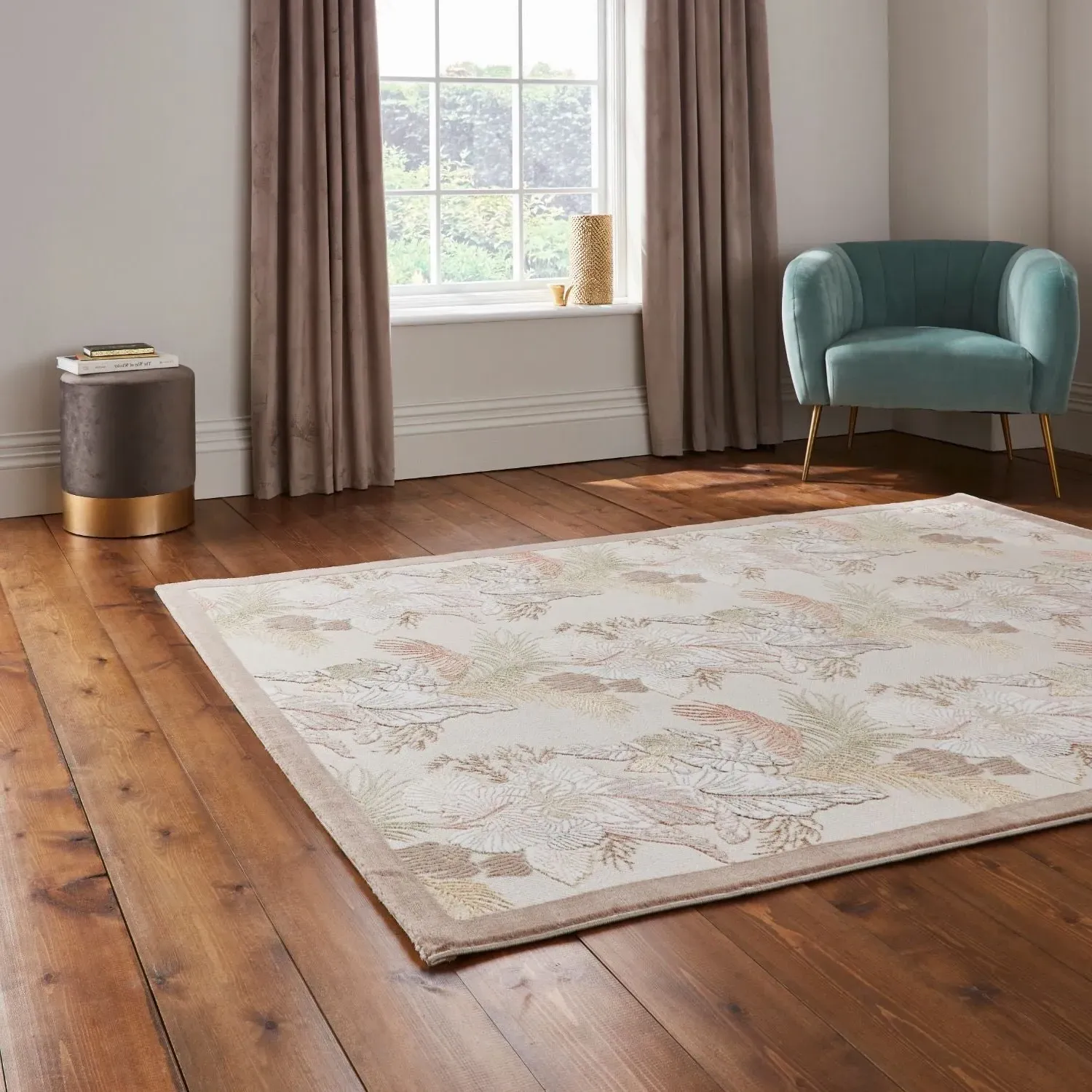 160x230cm Tropicana Rug - Cream, Polyester