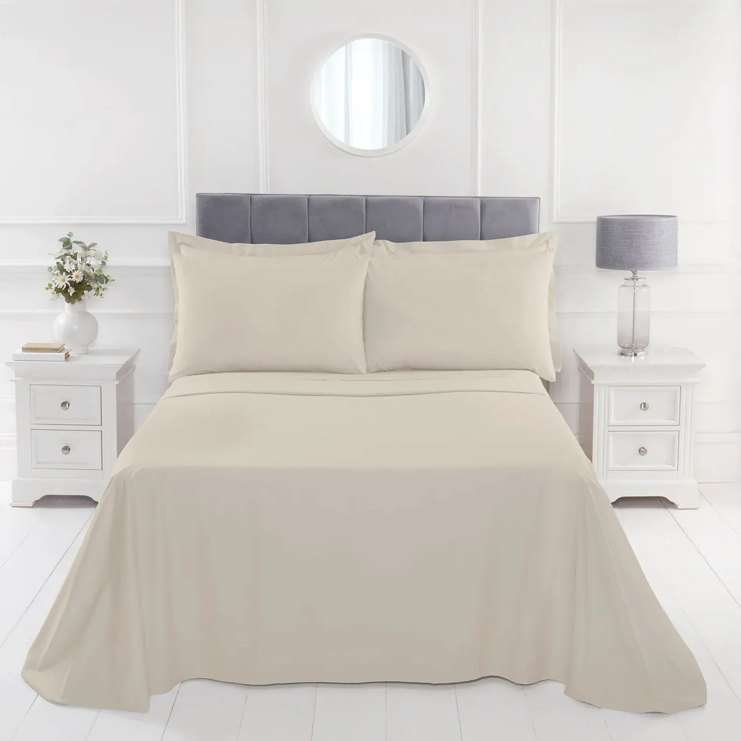 180TC Single Flat Sheet - Natural, 100% Cotton alternate view