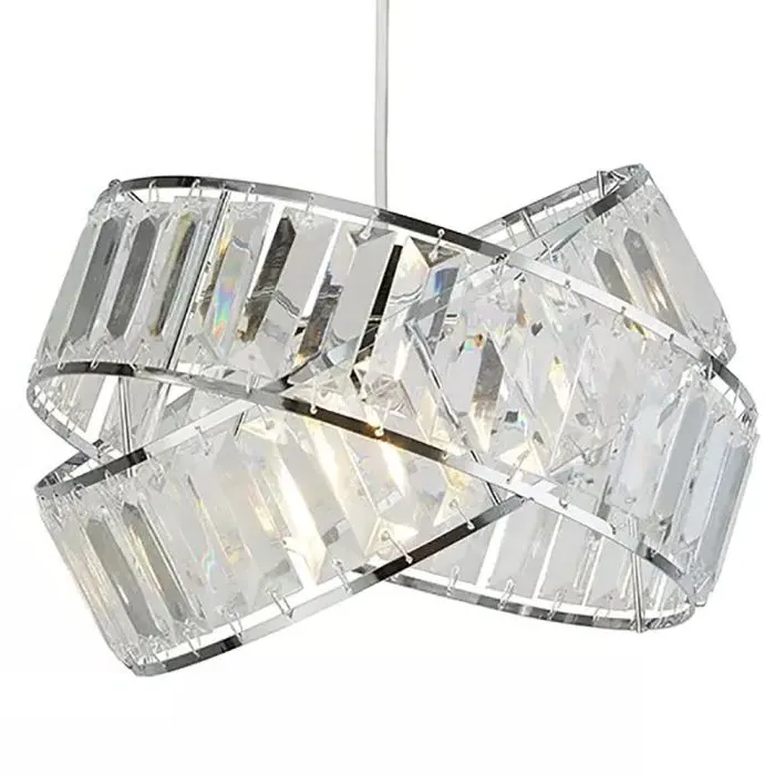 2 Band Non-Electric Light Shade - Silver, Chrome & Acrylic product