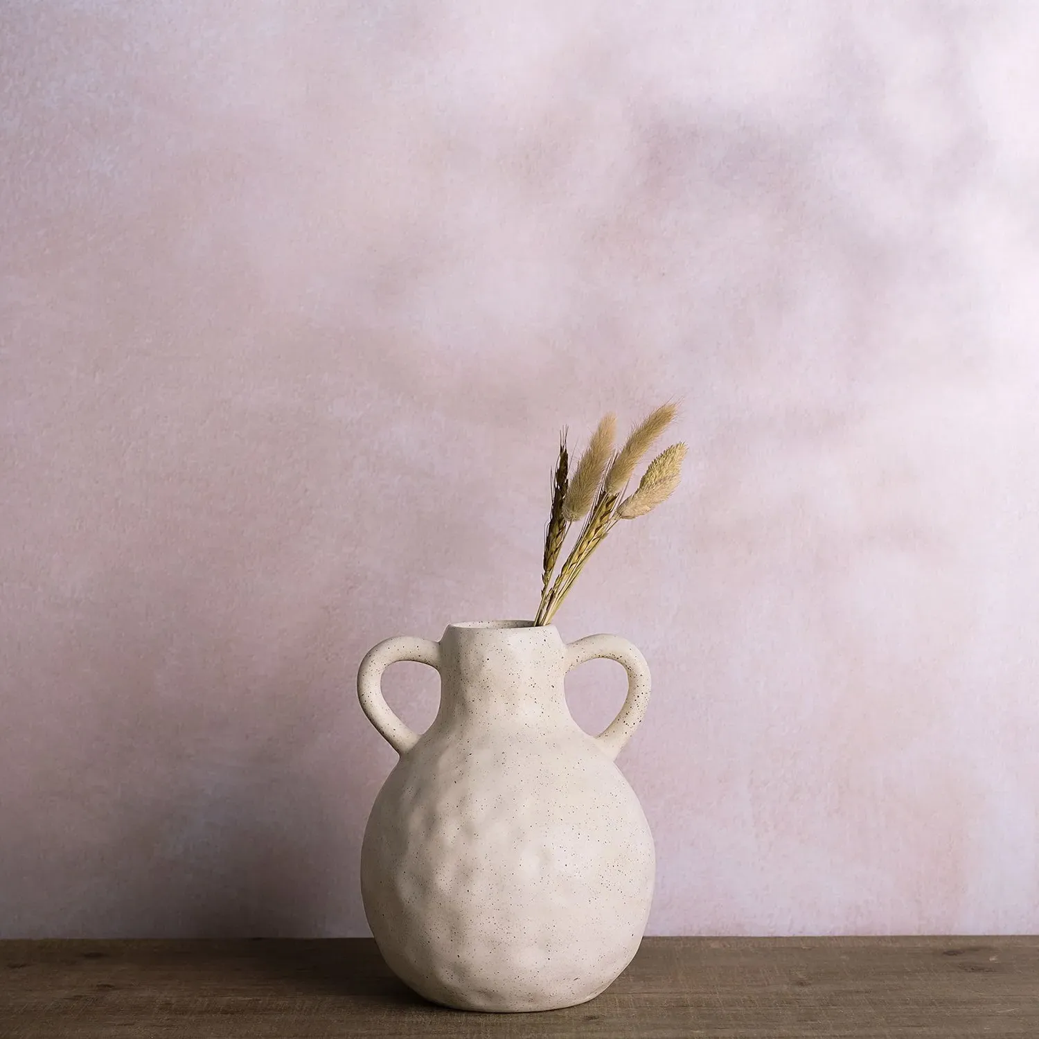 2-Handled Ceramic Vase - White