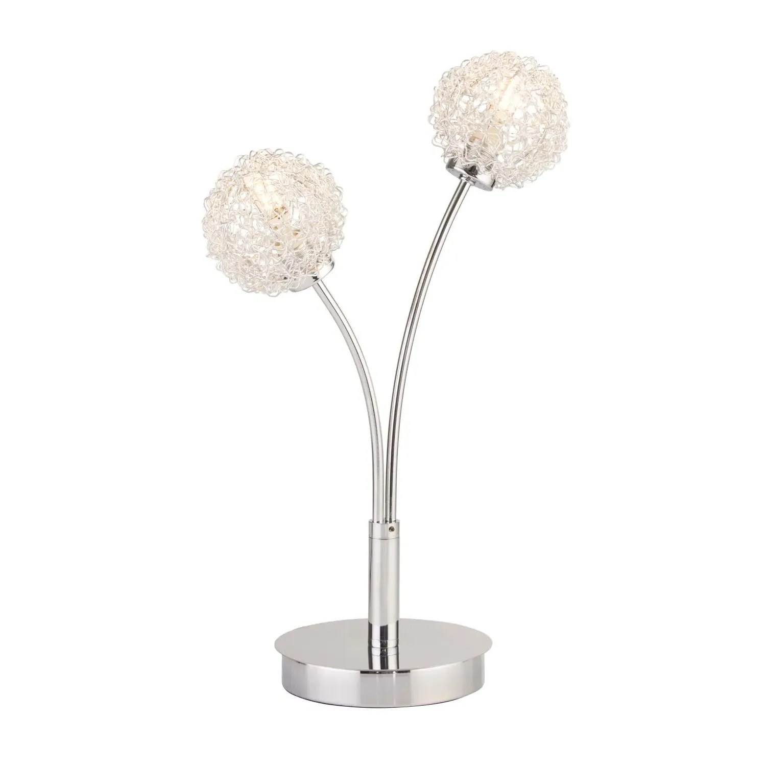2-Light Wire Table Lamp - Silver, Chrome