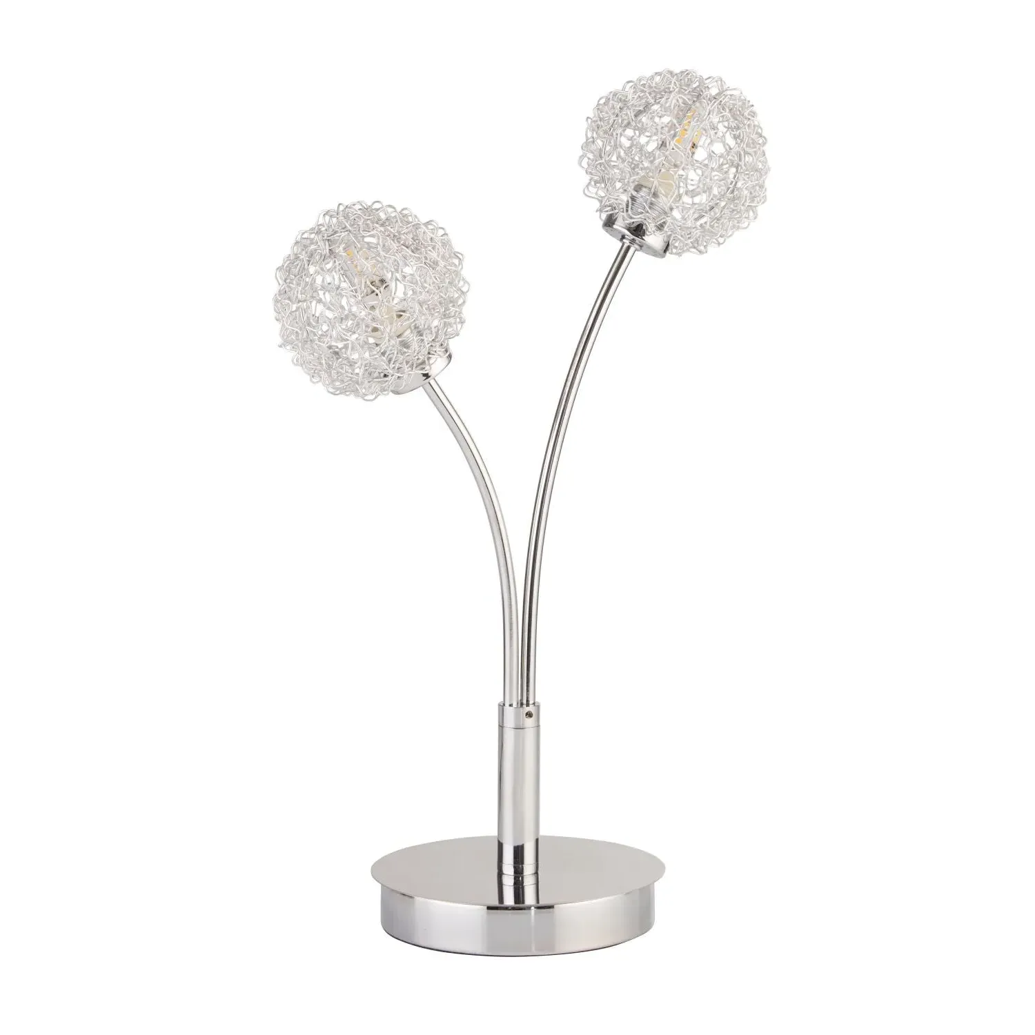 2-Light Wire Table Lamp - Silver, Chrome