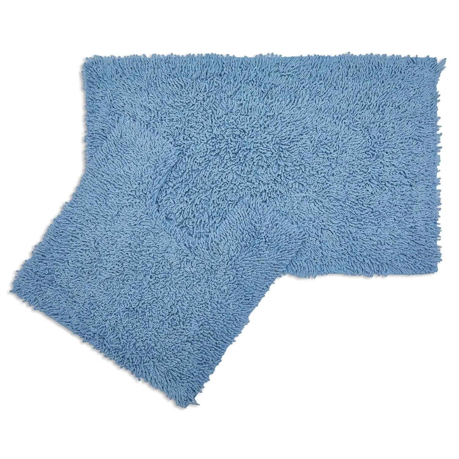 2-Piece Bath Mat Set Non-Slip - Blue, Cotton