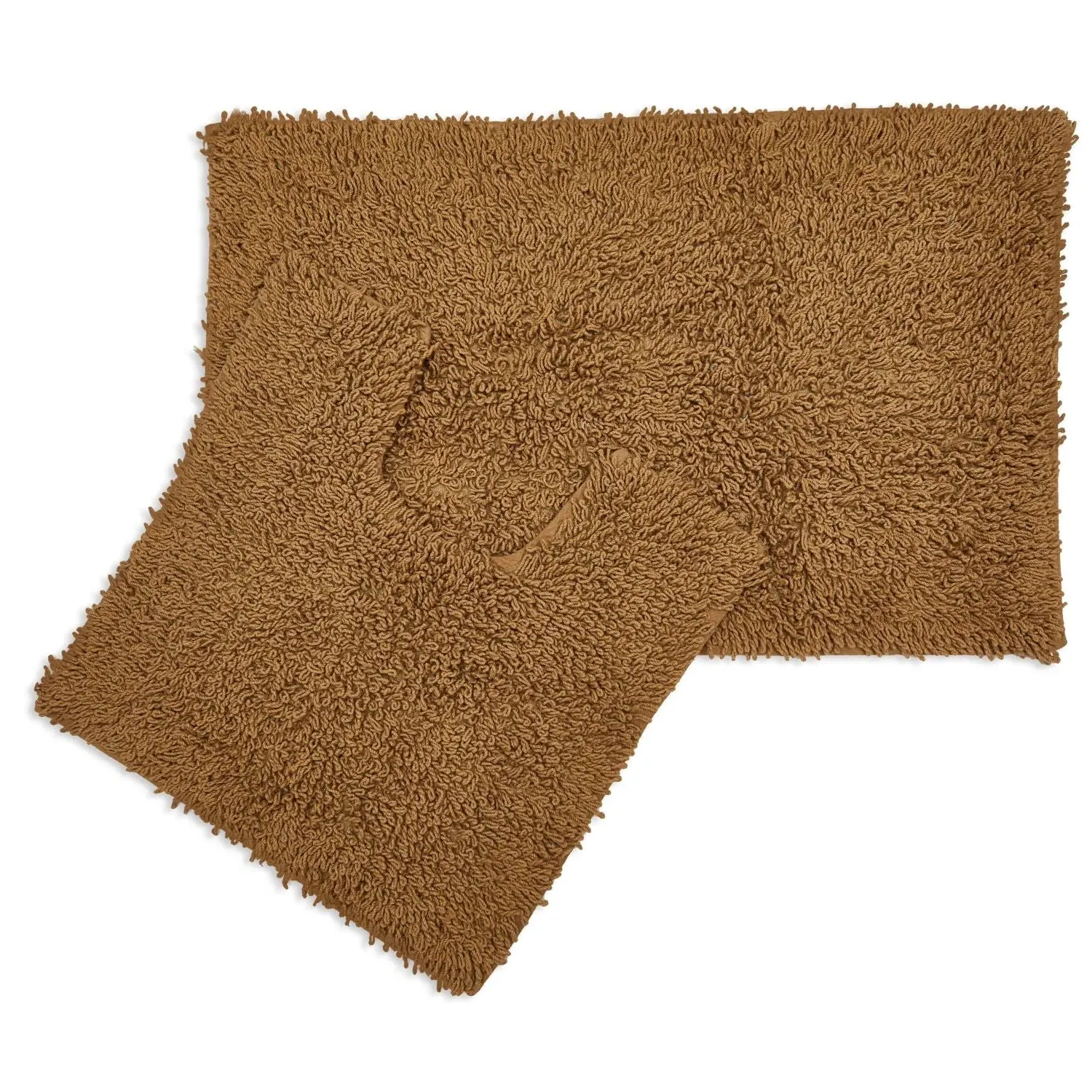 2-Piece Bath Mat Set Non-Slip - Brown, Cotton